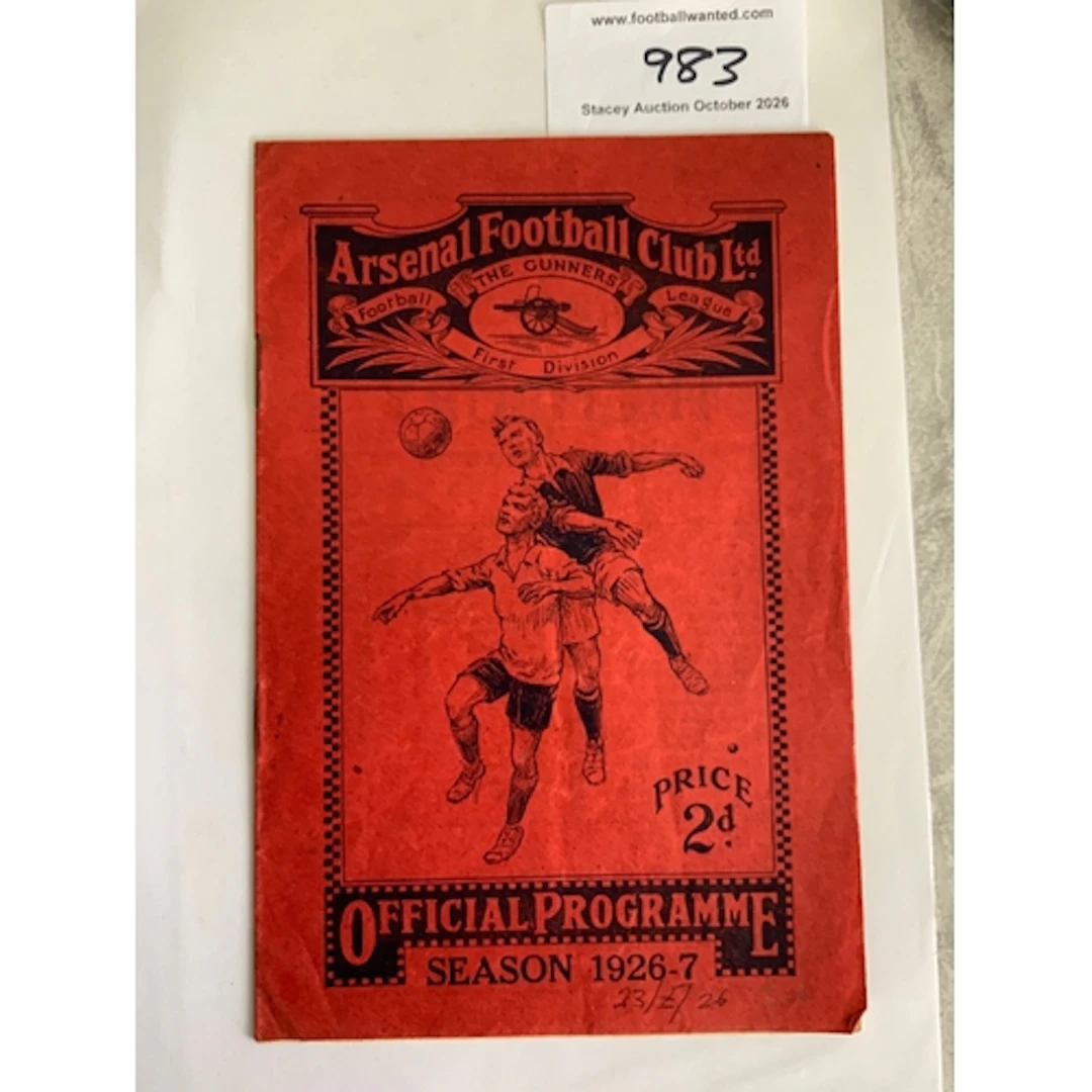 1926 - 1927 Arsenal v Sheffield Wednesday Football Programme...