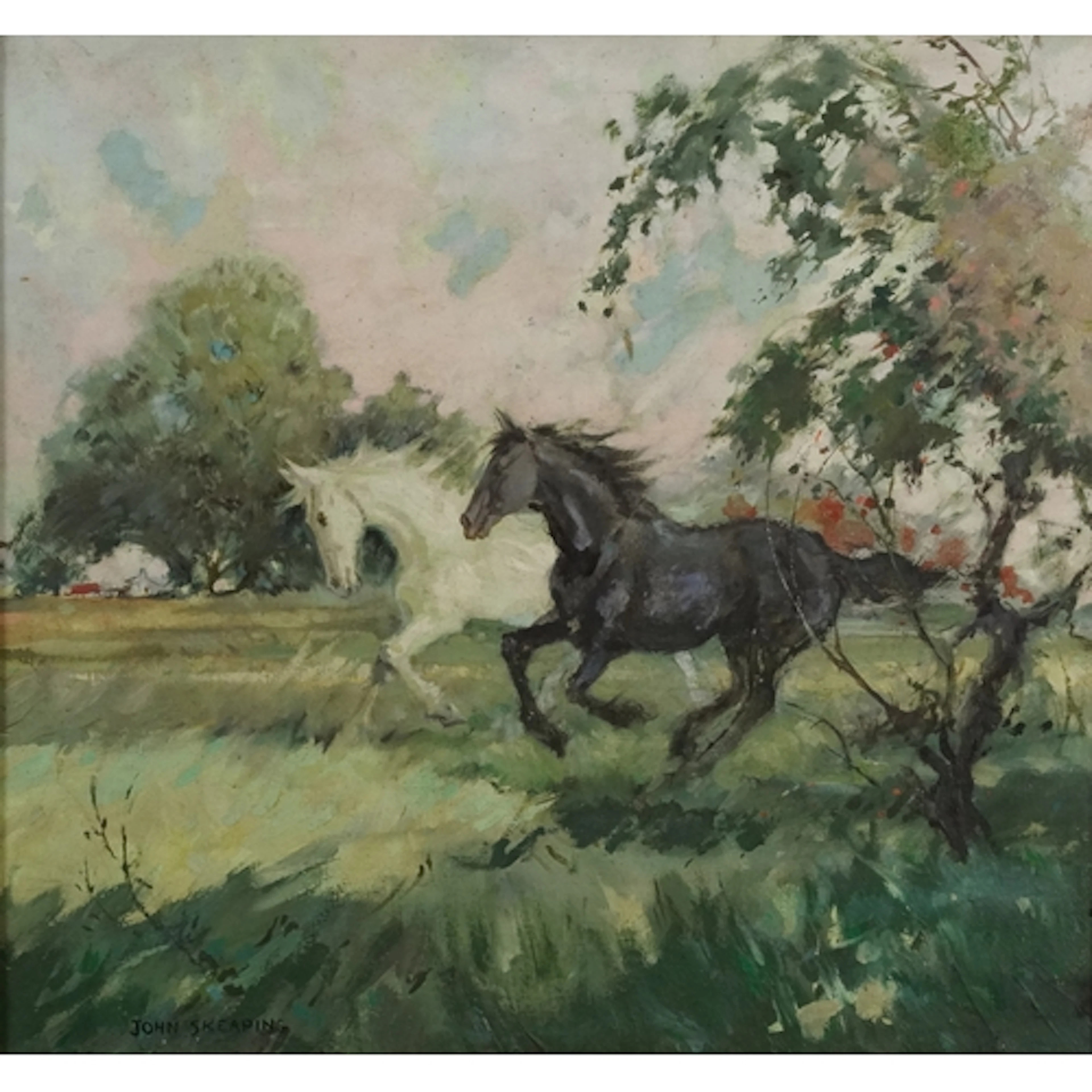 Manner of John Skeaping - Horses in a field, oil on canvas, ...