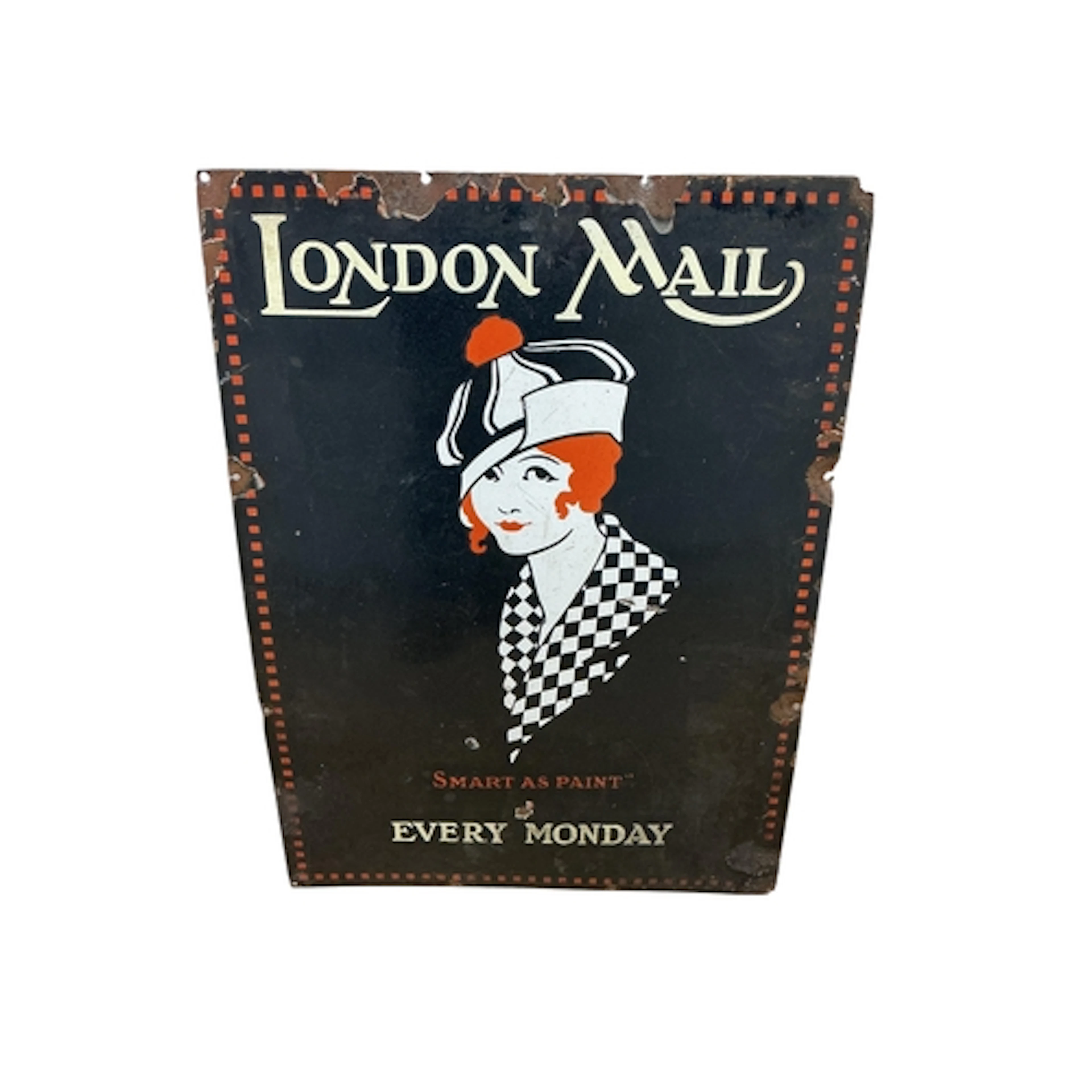 A vintage London Mail enamel advertising sign, 71 x 51cm...