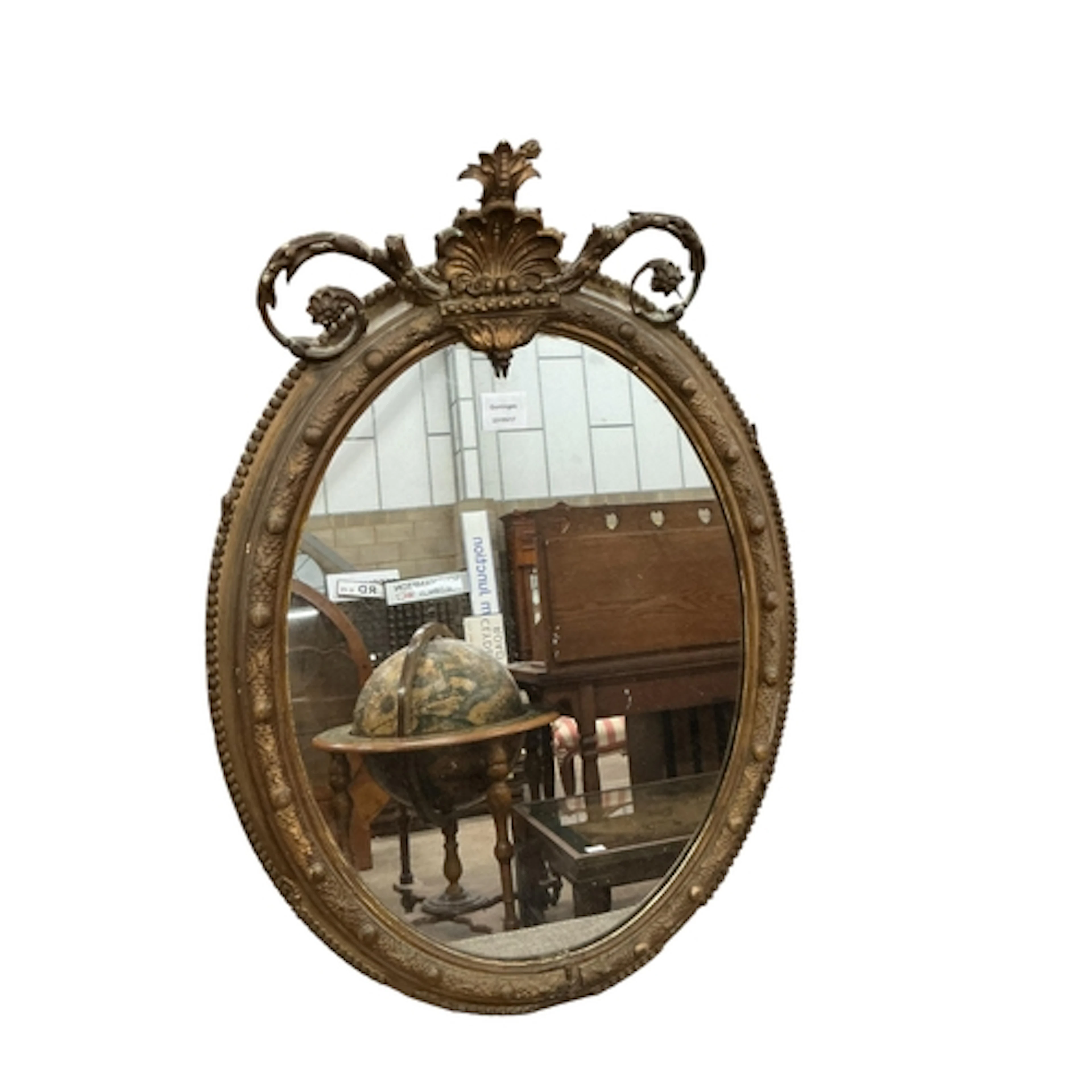 A 19th century Continental giltwood and composition oval wal...