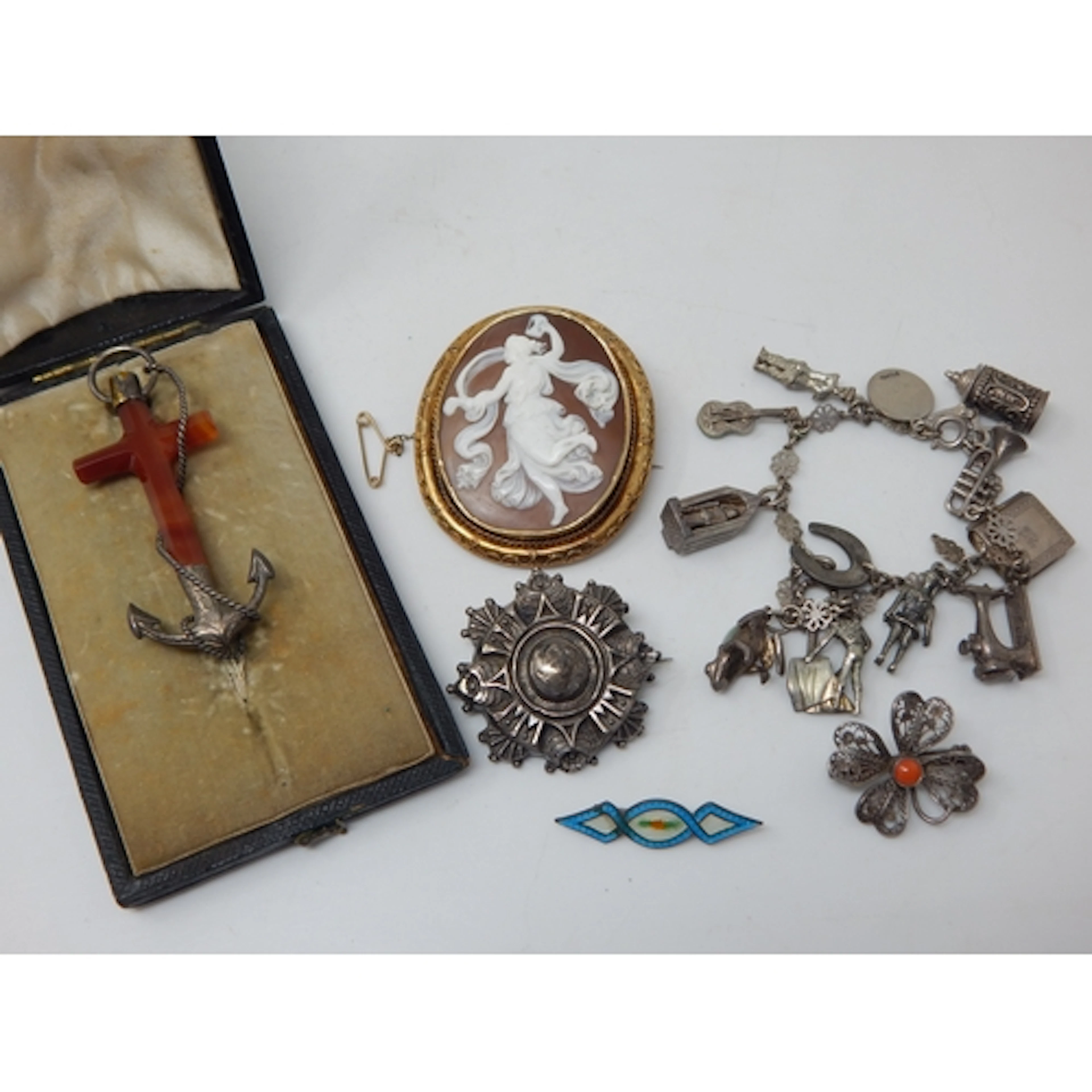 A Quantity of Silver Jewellery Including a Silver Charm Brac...