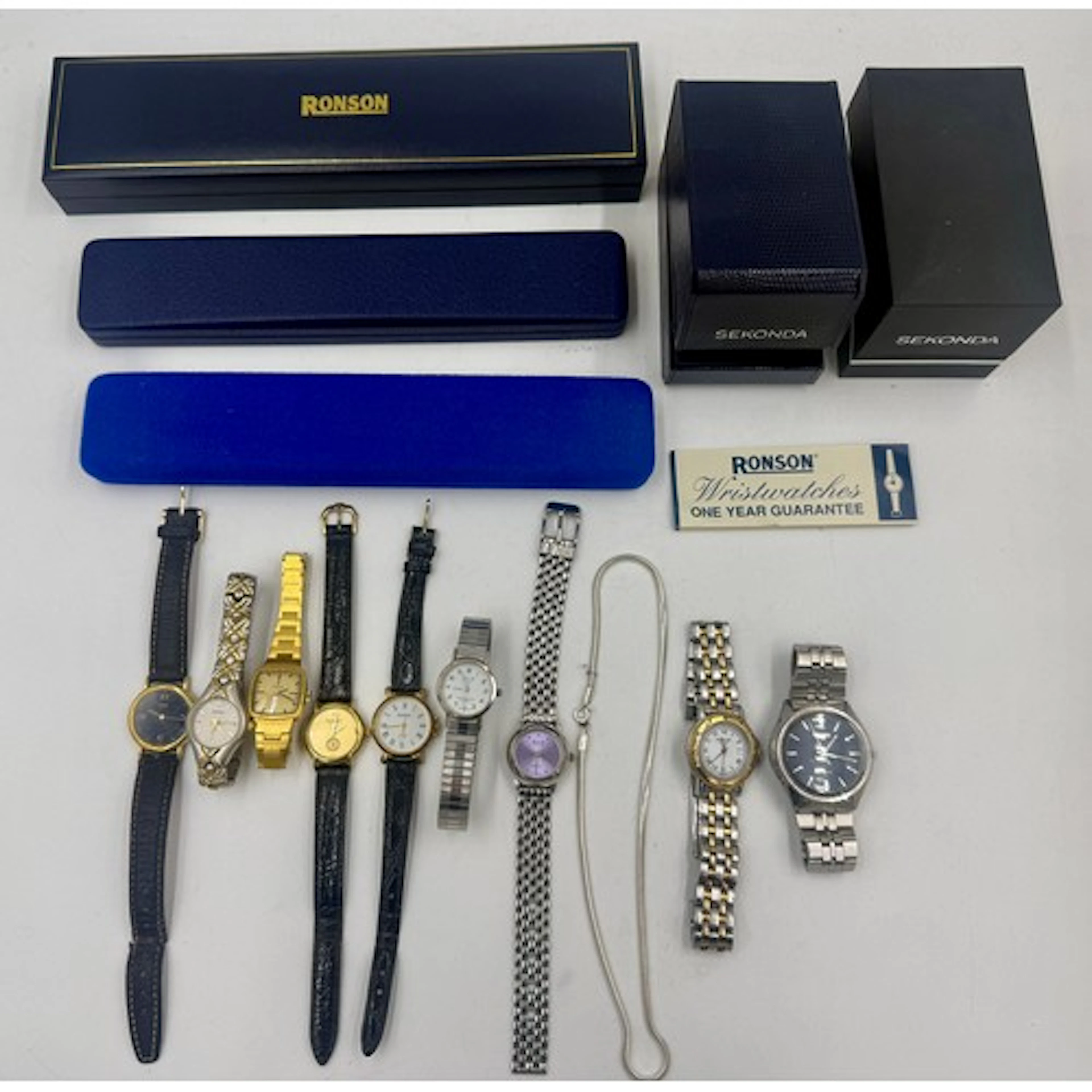 Various watches and boxes to include Seiko, Sekonda, Tissot,...