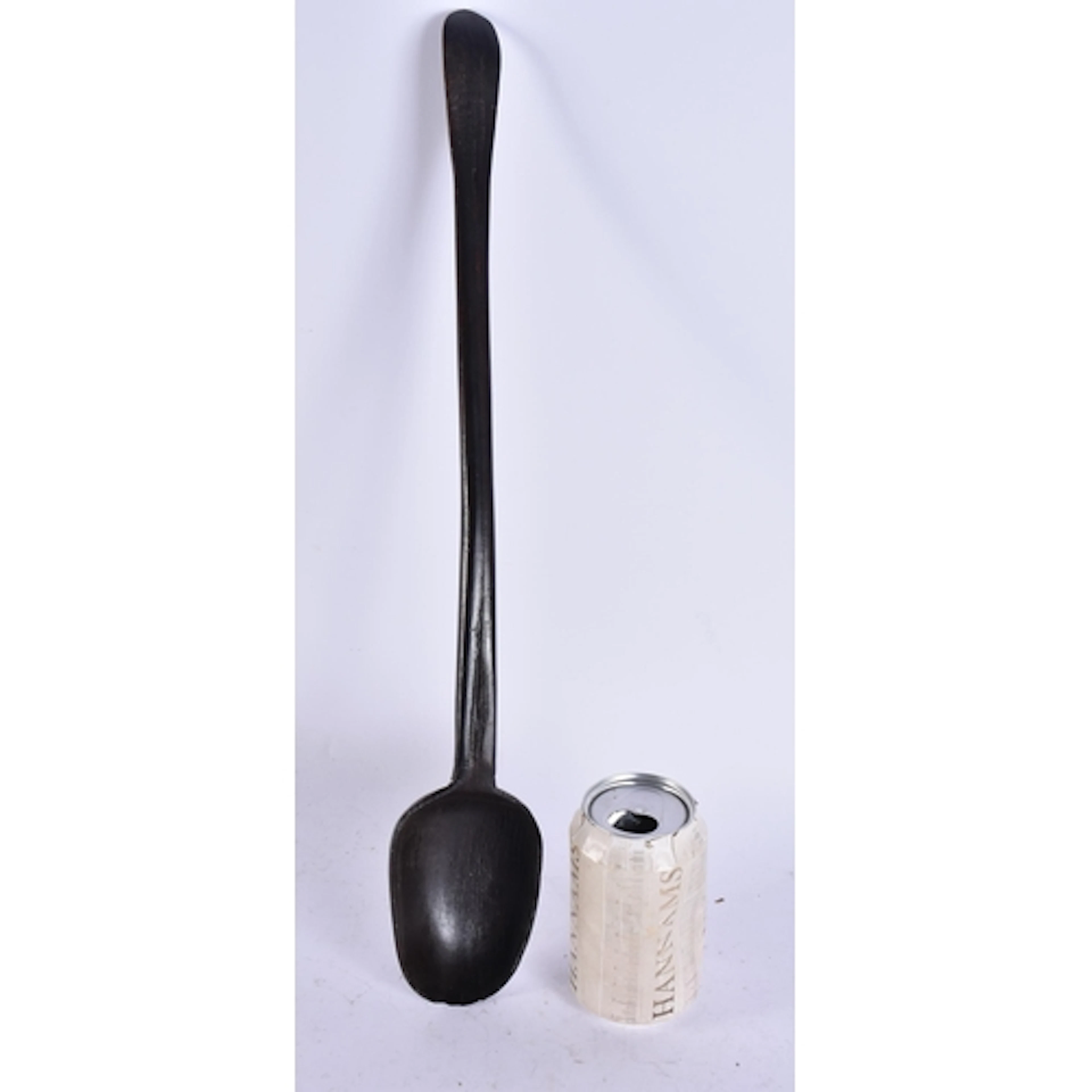 A LARGE ANTIQUE CARVED HORN SERVING SPOON. 52 cm long.