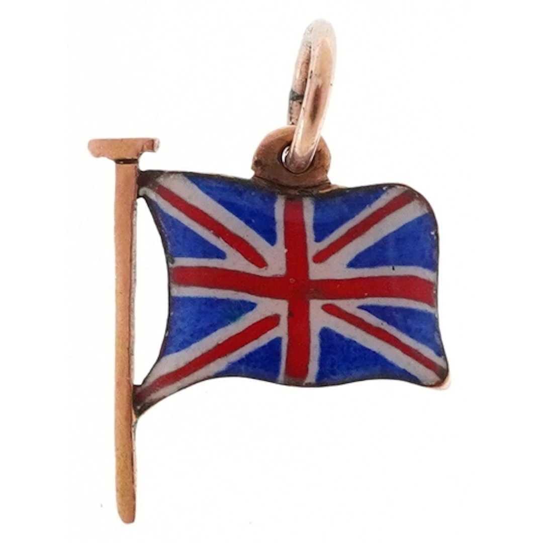 9ct gold and enamel charm in the form of a Union Jack flag, ...
