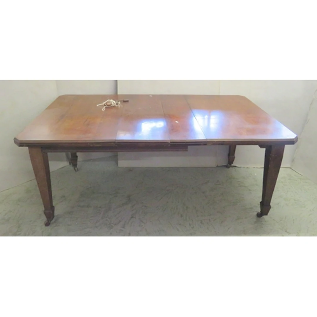 Antique Extending Dining Table with winder, tapering support...