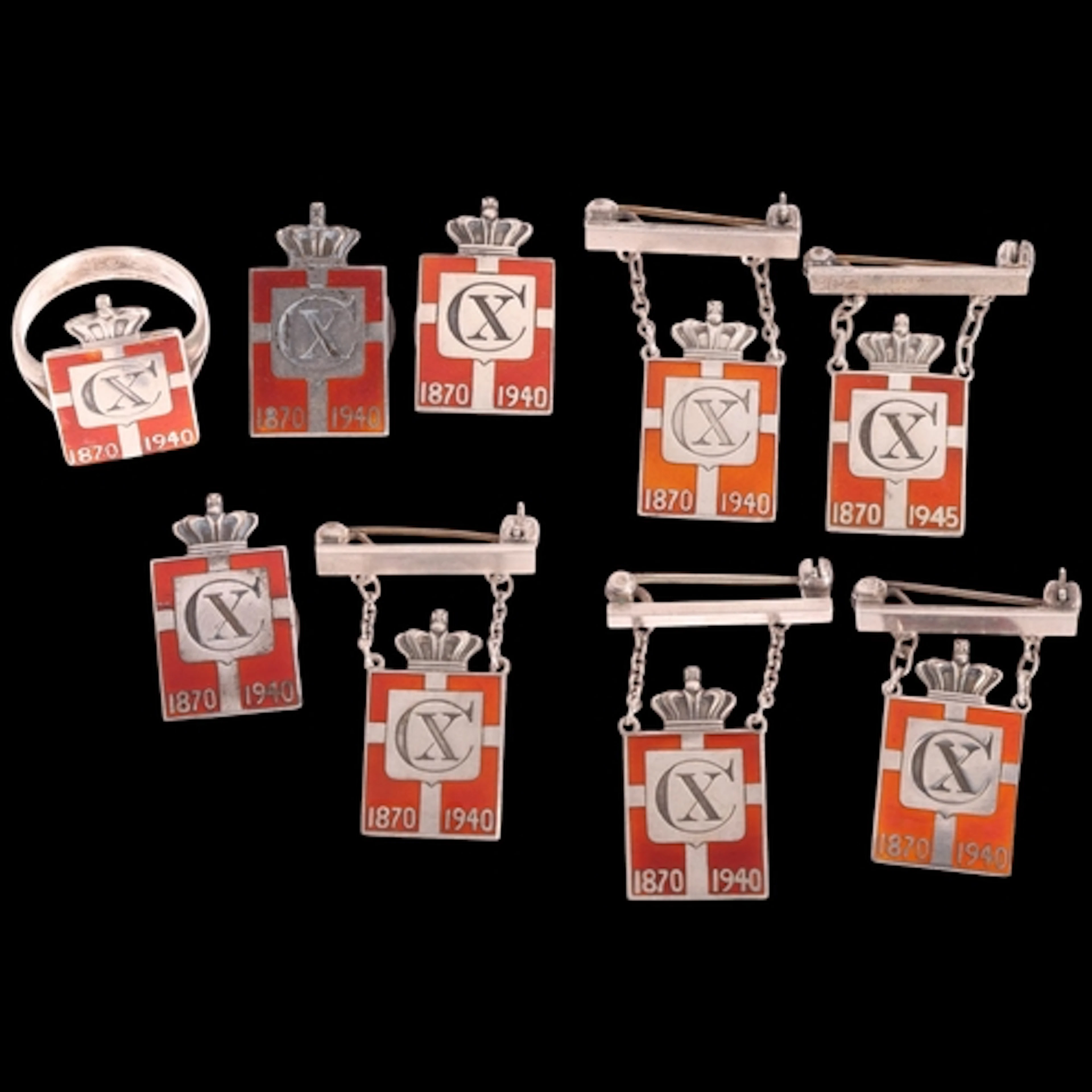 GEORG JENSEN - a group of Danish sterling silver red enamel ...