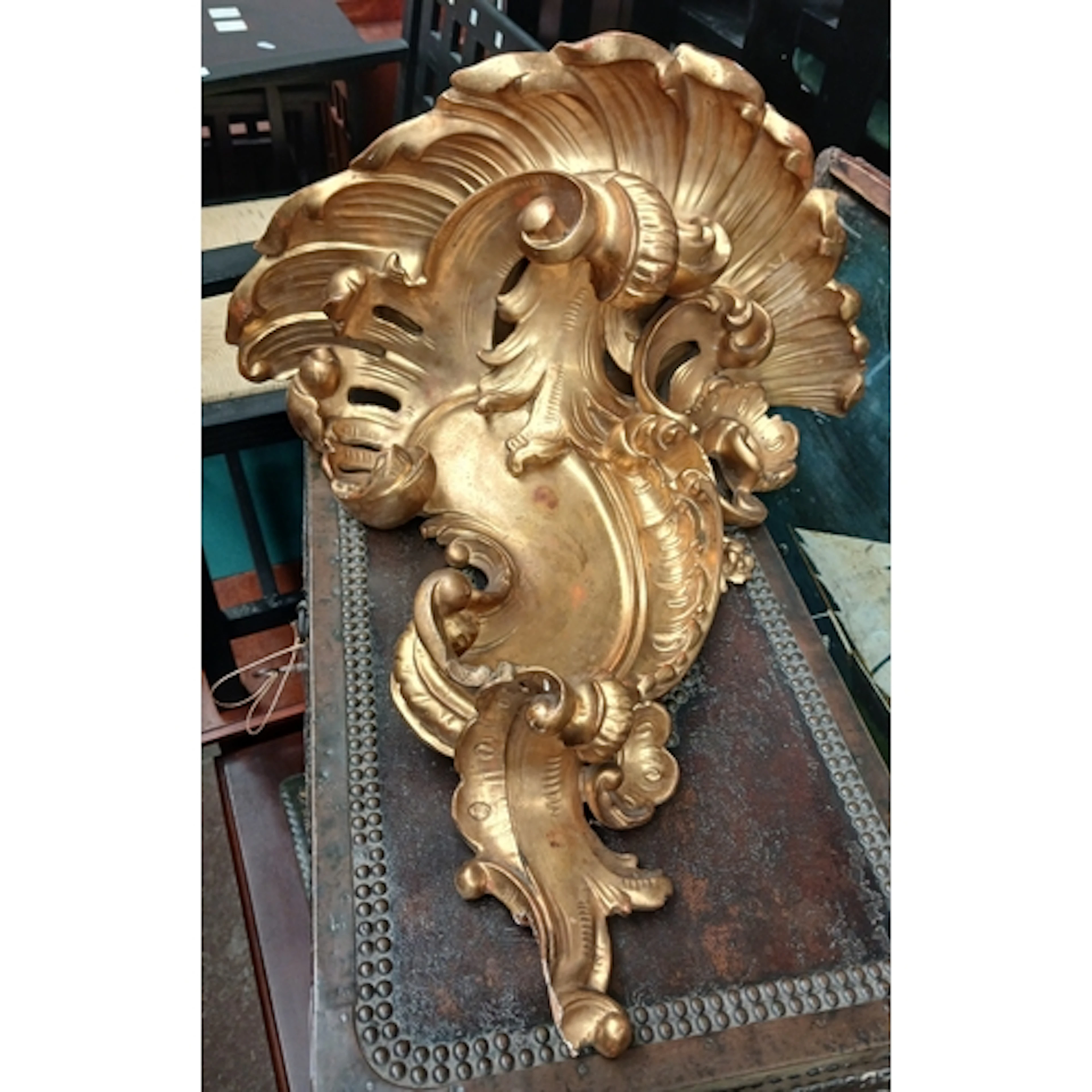 A 19th century gilt gesso Rococo style bracket.