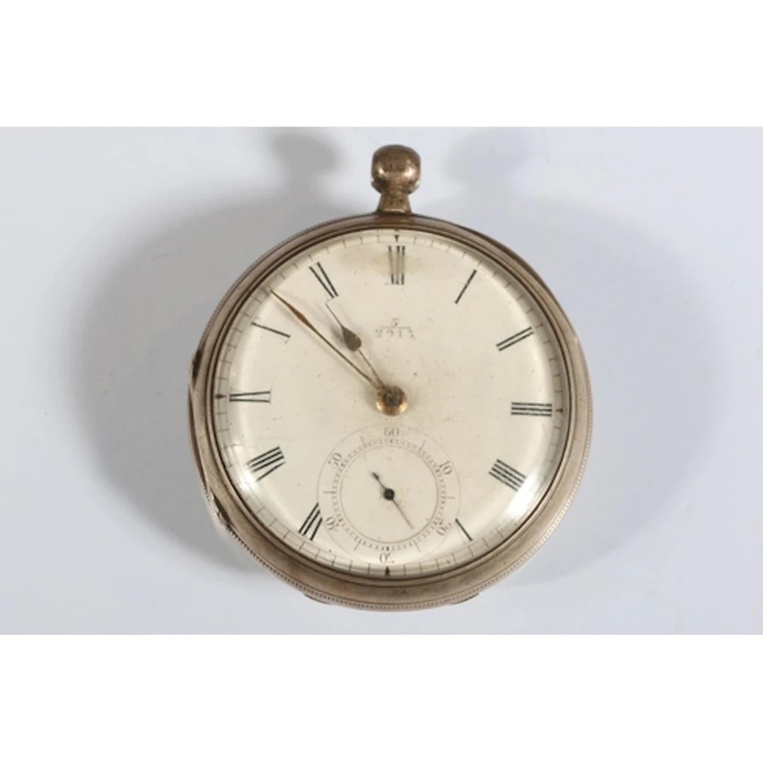 Silver cased open face key wound pocket watch by J & W M...