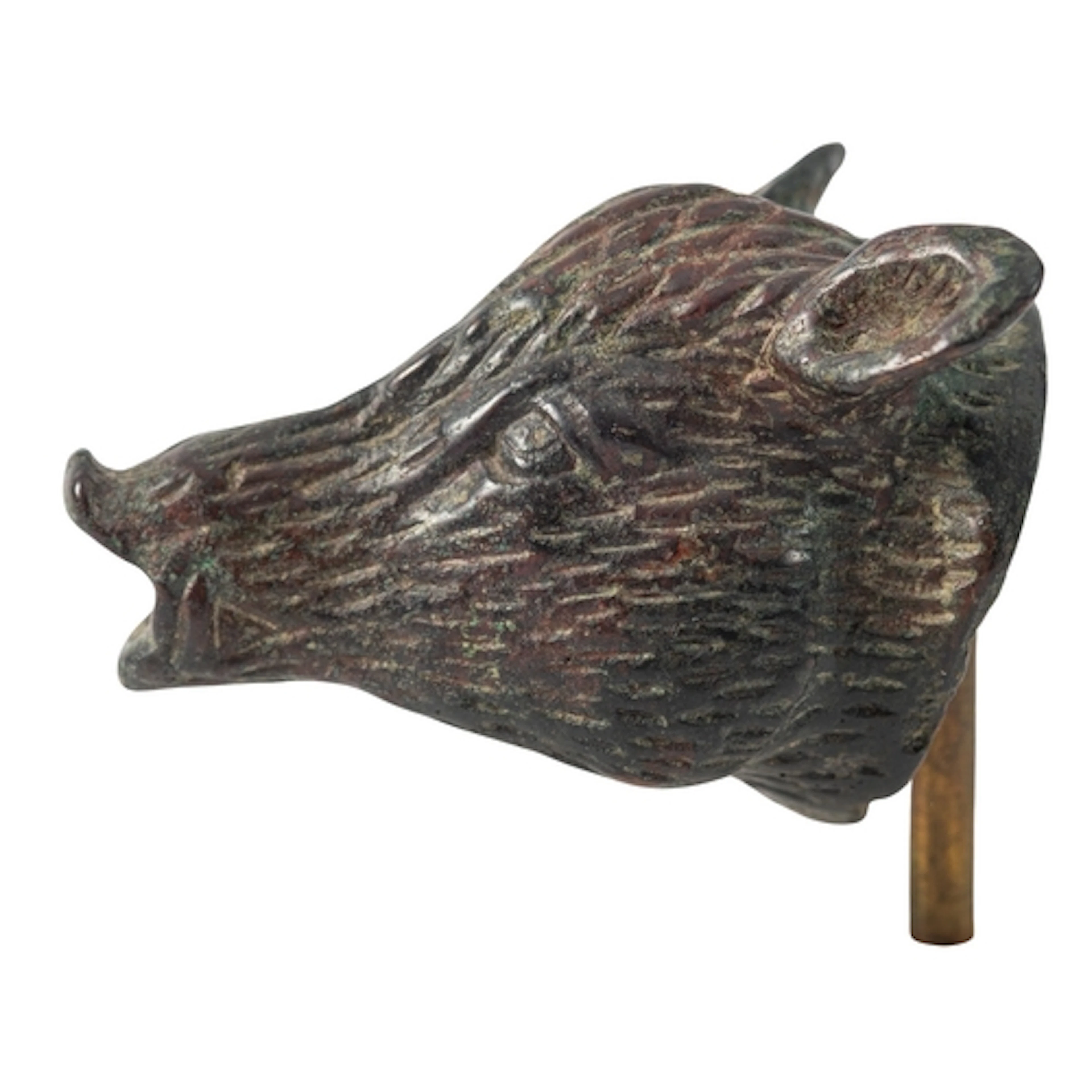 A GALLO-ROMAN BRONZE MODEL OF A BOAR'S HEAD, CIRCA 1ST CENT...