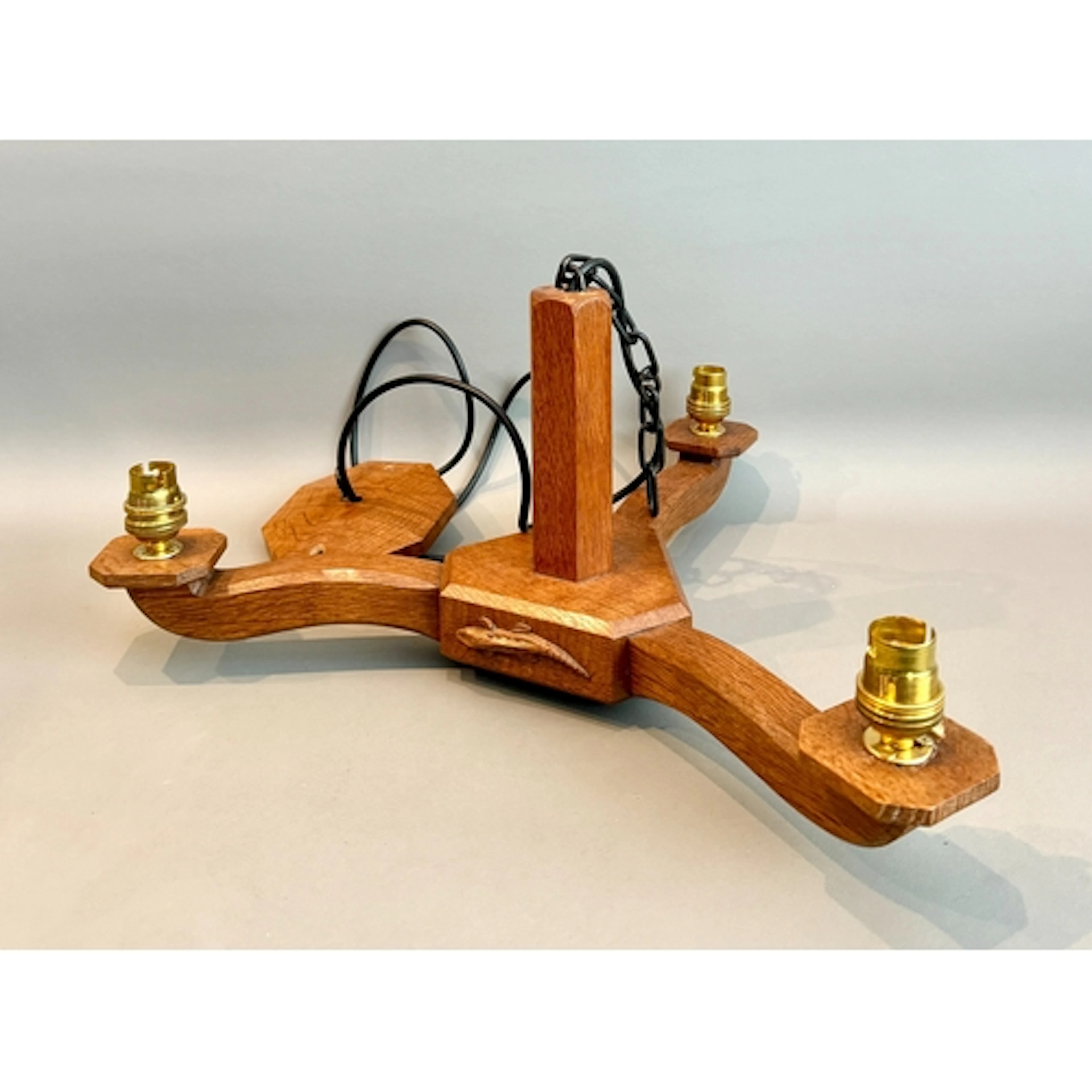 Mouseman and the Yorkshire Critters: a mid-oak three light c...