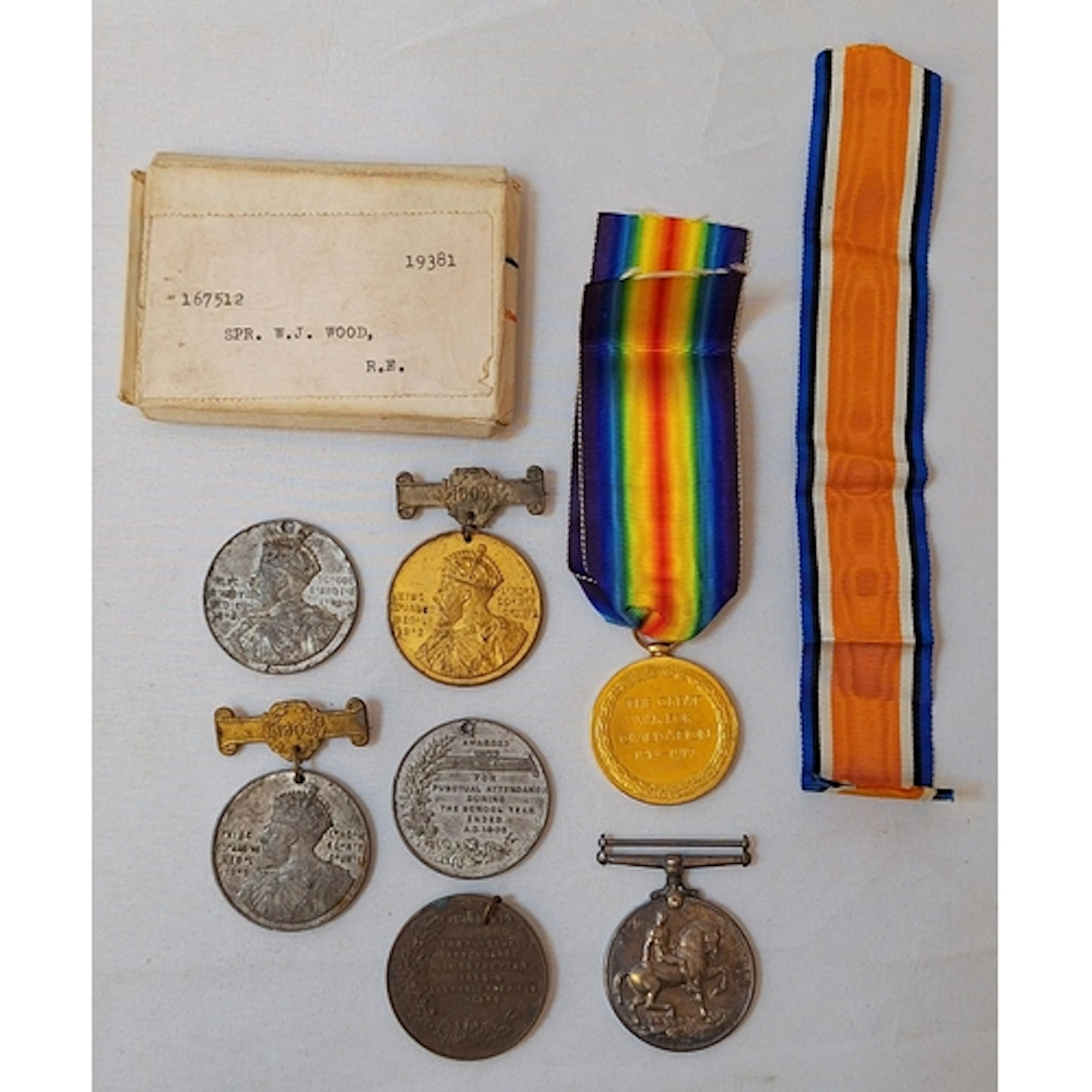 WWI 1914-1918 Medal awarded to no. 167512 Sapper WJ Wood Roy...