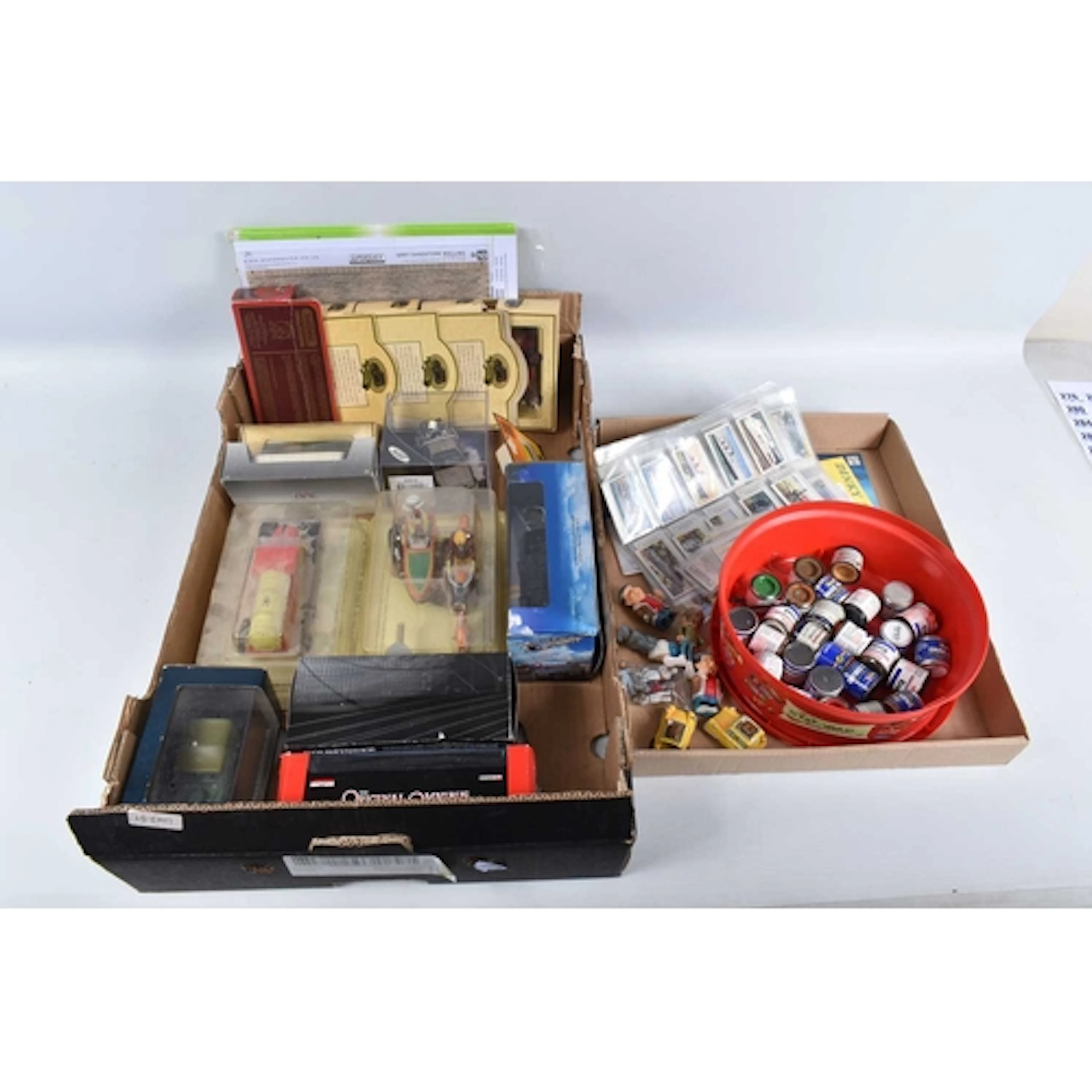 TWO TRAYS OF MODEL VEHICLES AND ACCESSORIES, to include a Co...