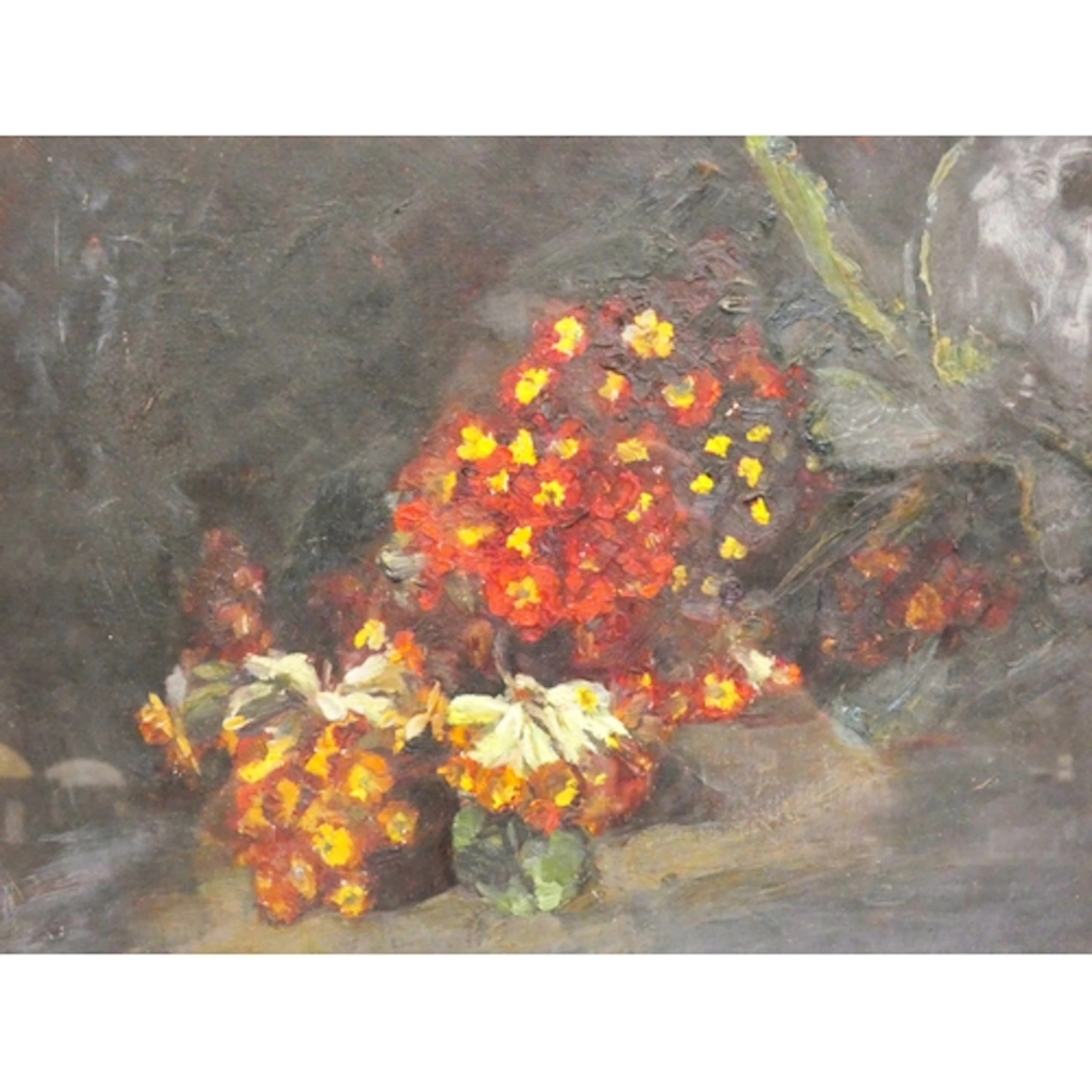 British School, 20th Century. Still Life of Wallflowers on a...