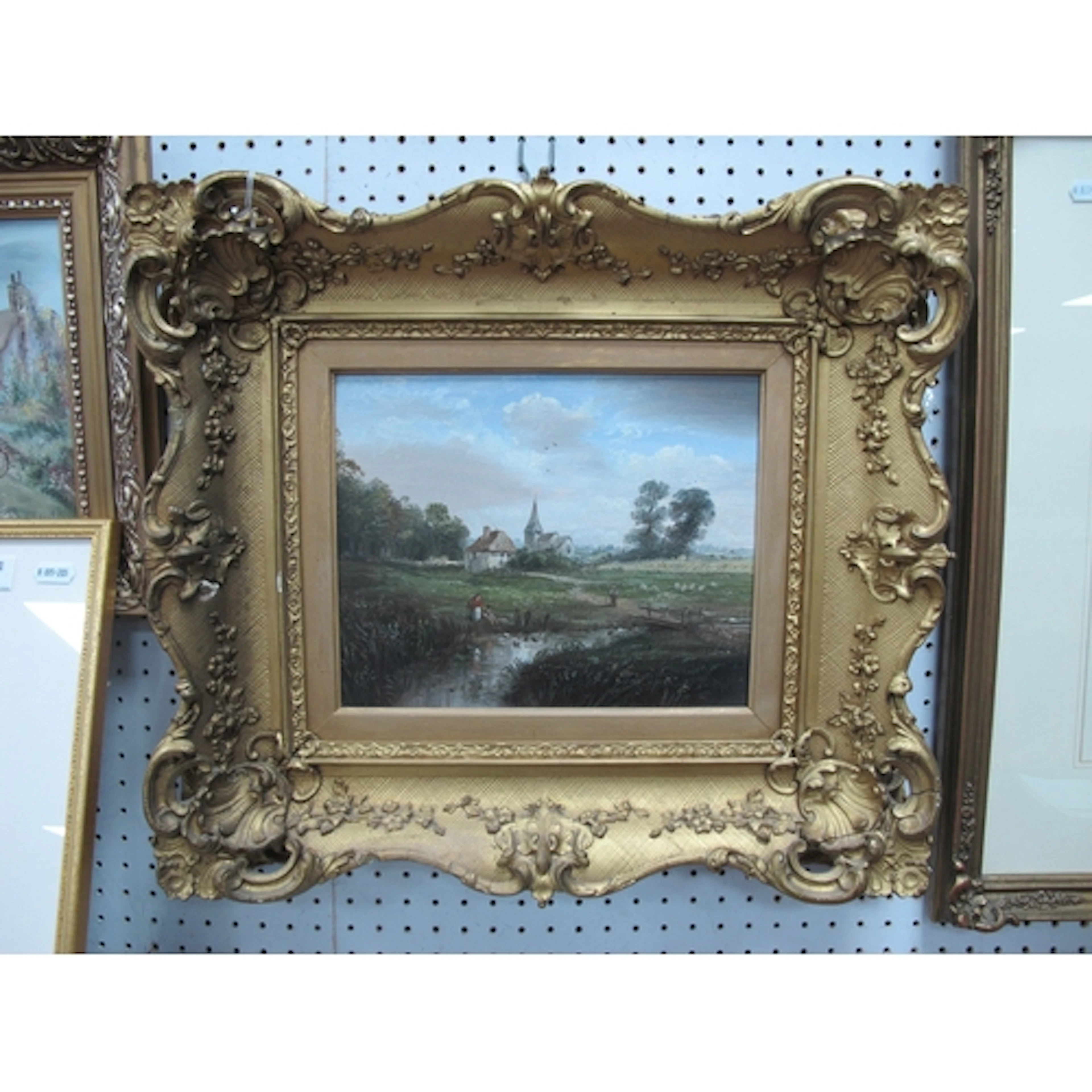 English School, circa XX Century figures by a river with she...