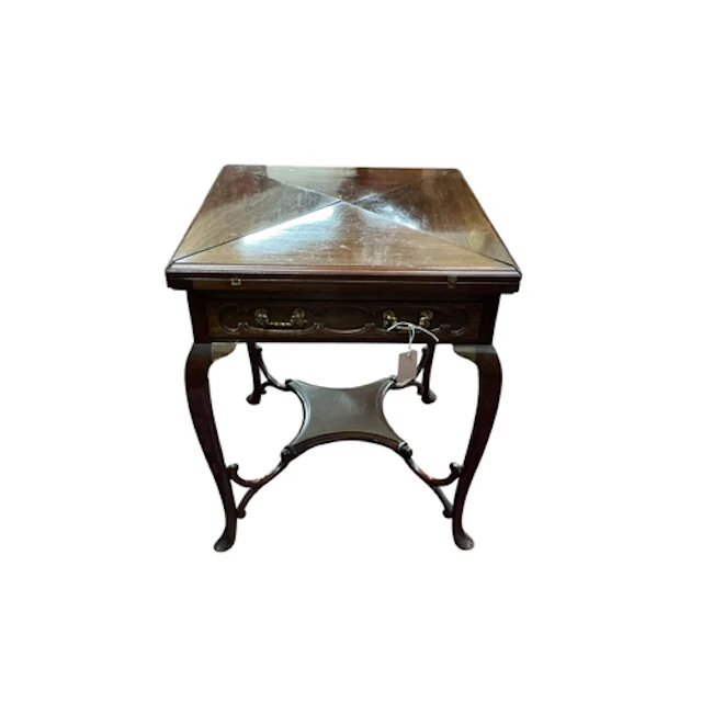 A late Victorian mahogany envelope card table, width 57cm, d...
