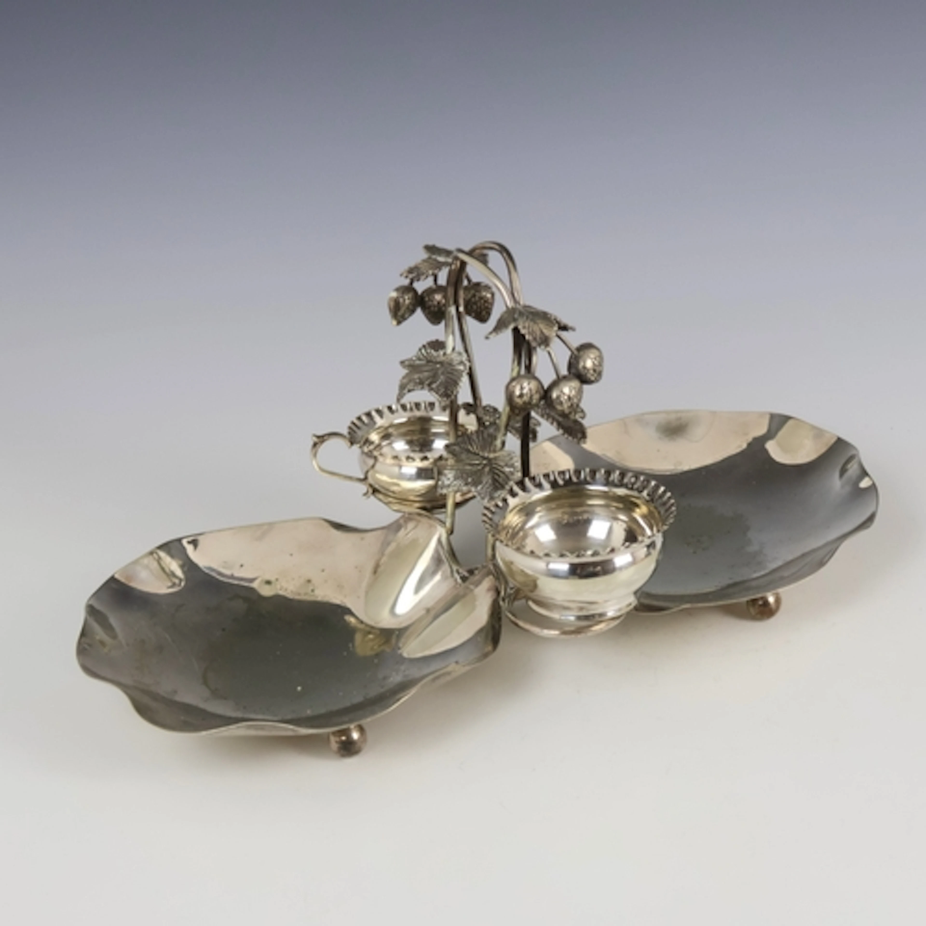 A late 19th century silver plated strawberry set, by Walker ...