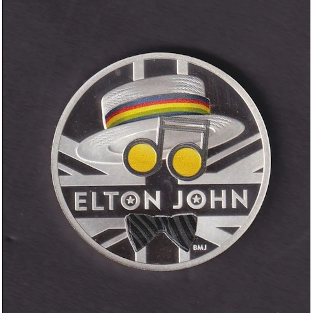 UK 2020 Elton John £2 one-ounce silver proof coin, boxed wit...