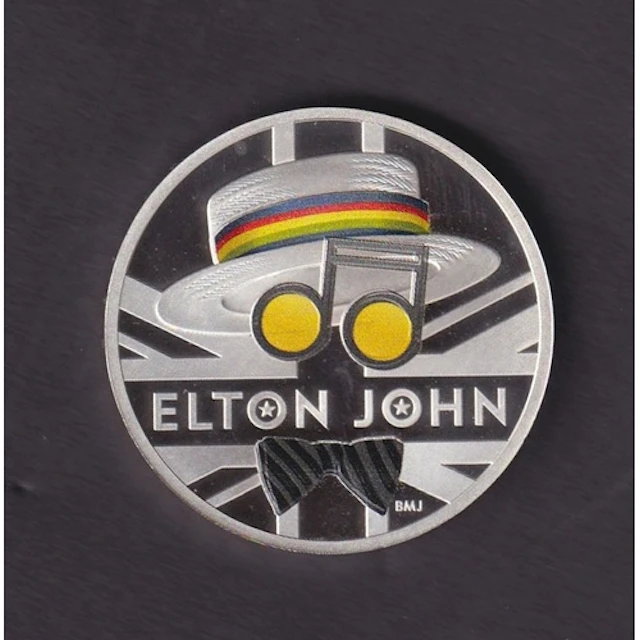 UK 2020 Elton John £2 one-ounce silver proof coin, boxed wit...