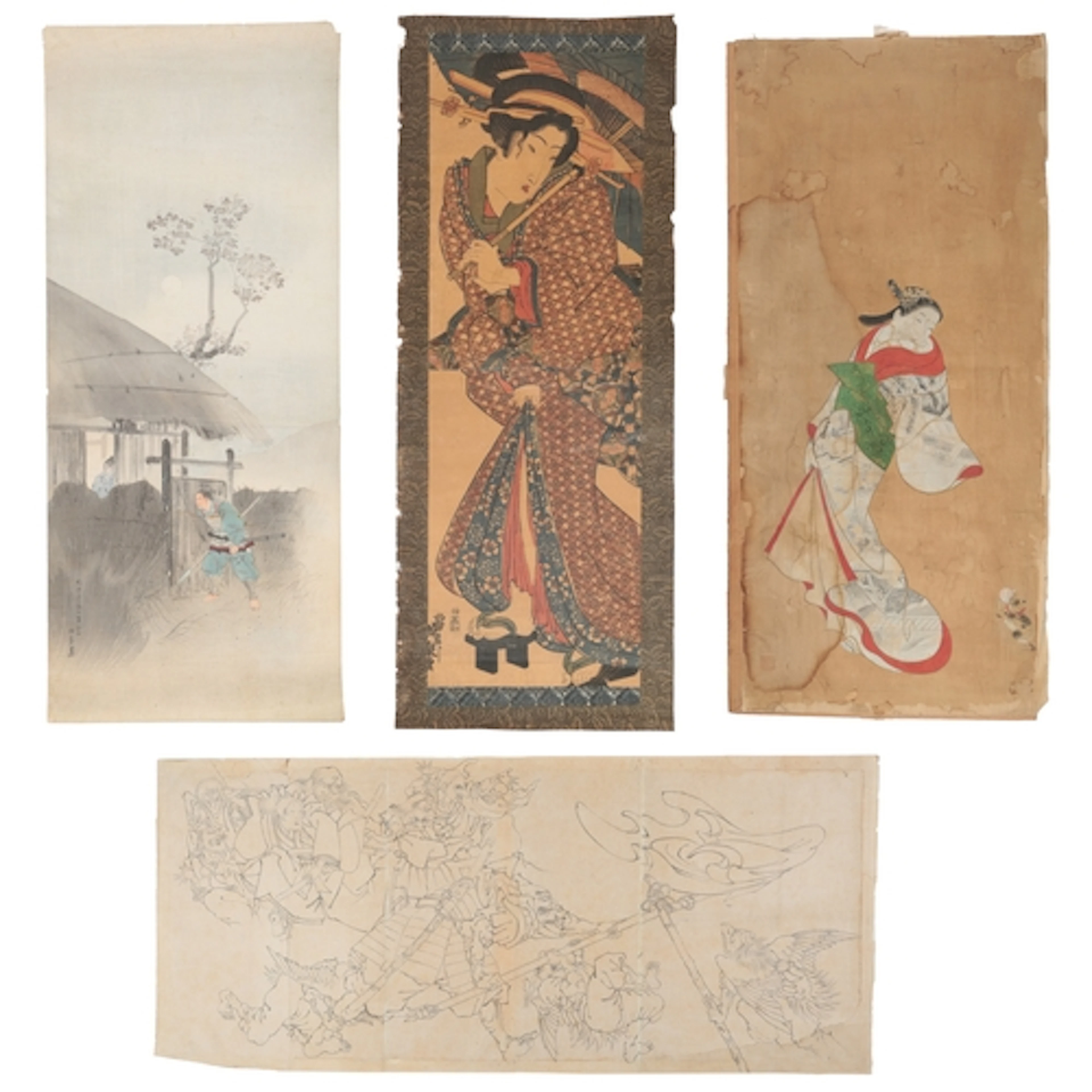 Japanese school pictures, Edo period, Standing courtesan, in...