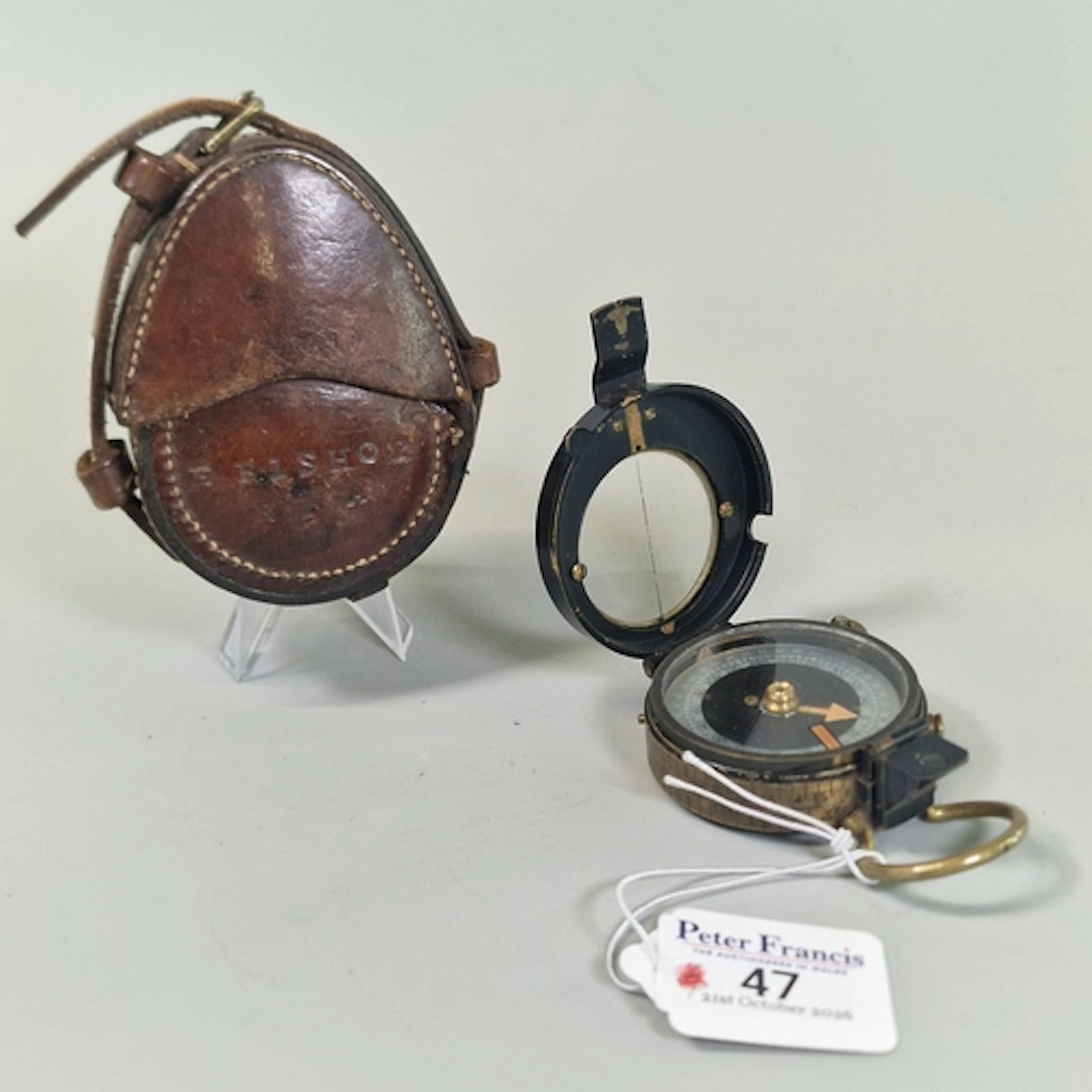 WWI British Military Prismatic Marching compass marked 'E. K...