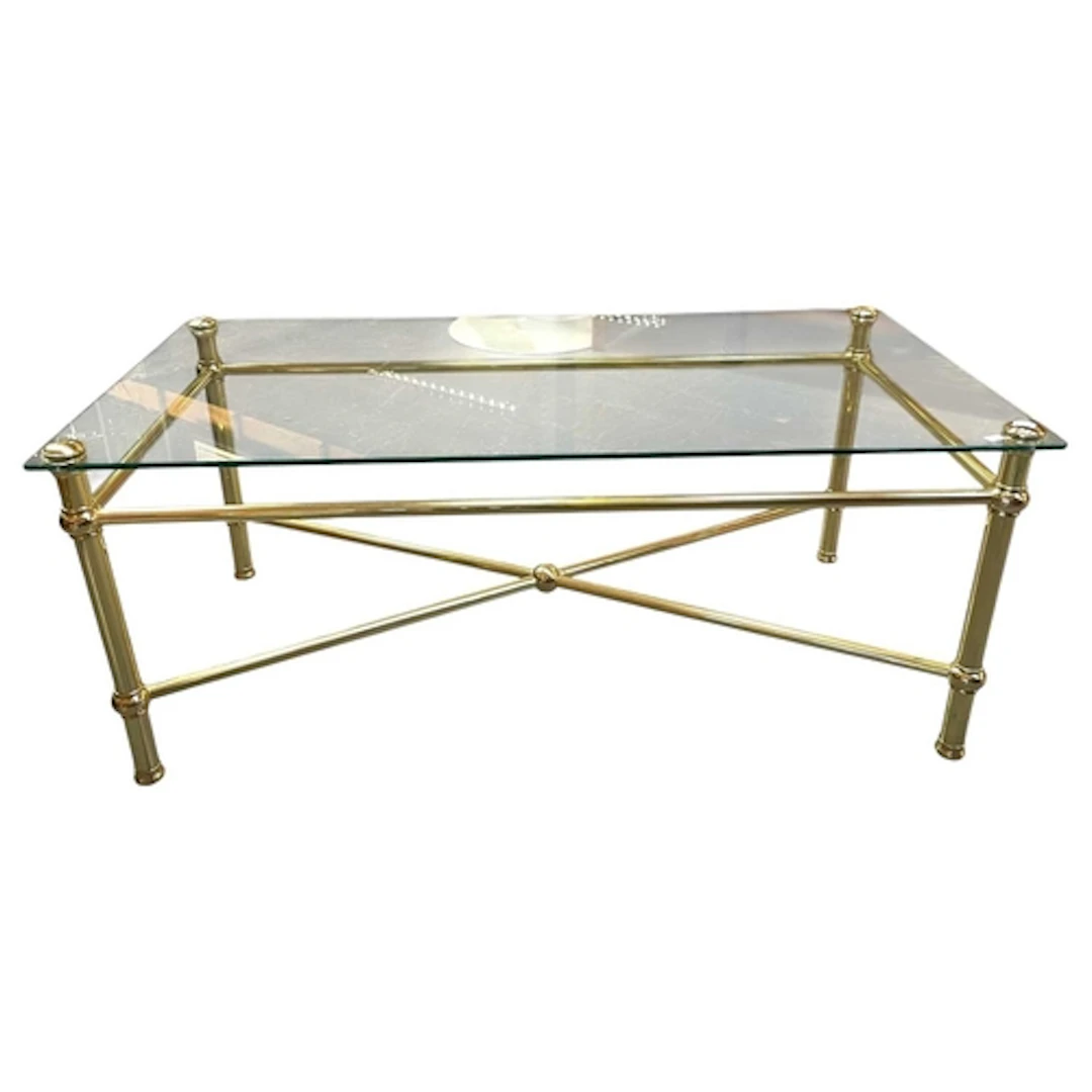 A large vintage 20th century 1980s Hollywood Regency brass a...