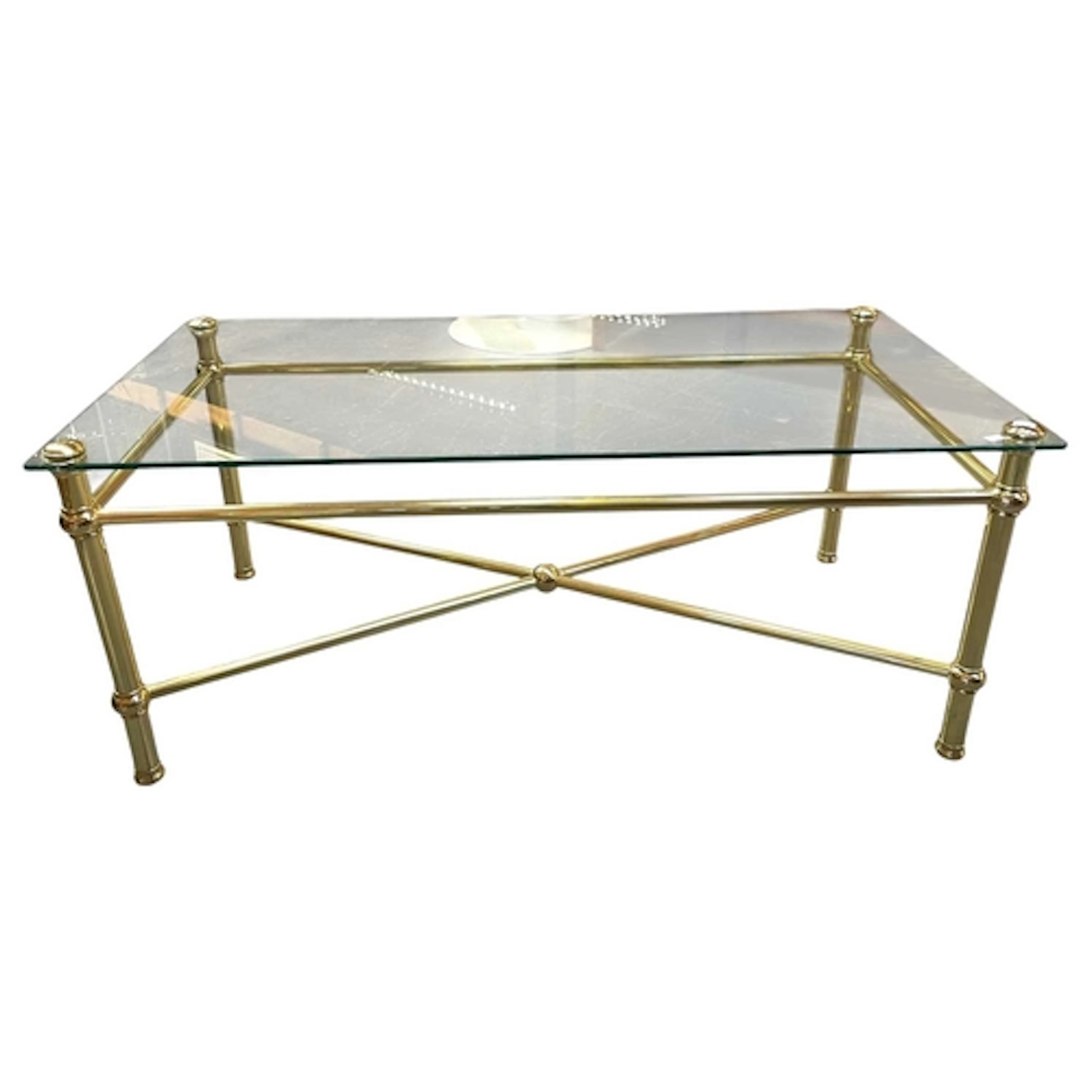 A large vintage 20th century 1980s Hollywood Regency brass a...