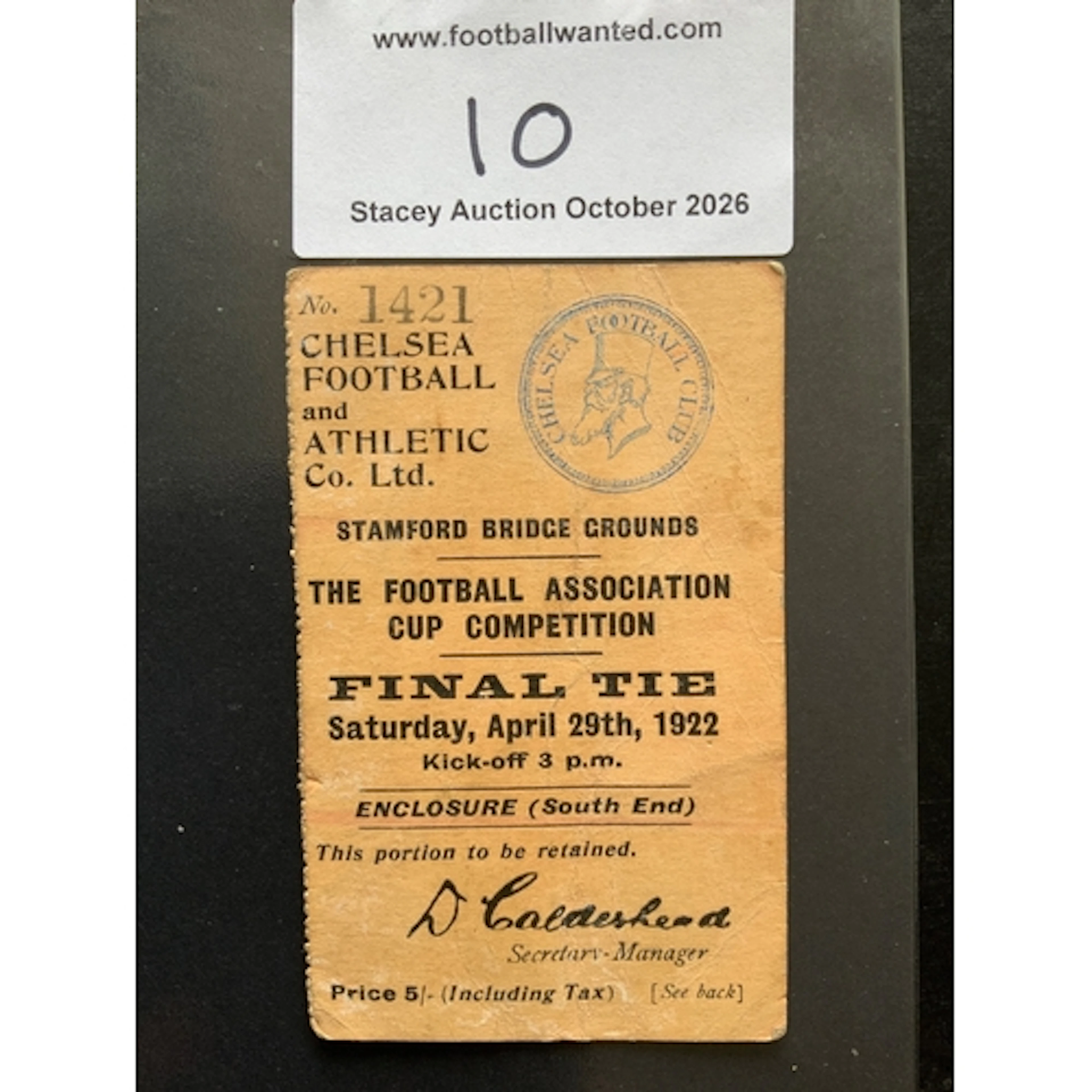 1922 FA Cup Final Football Ticket: Huddersfield v Preston pl...