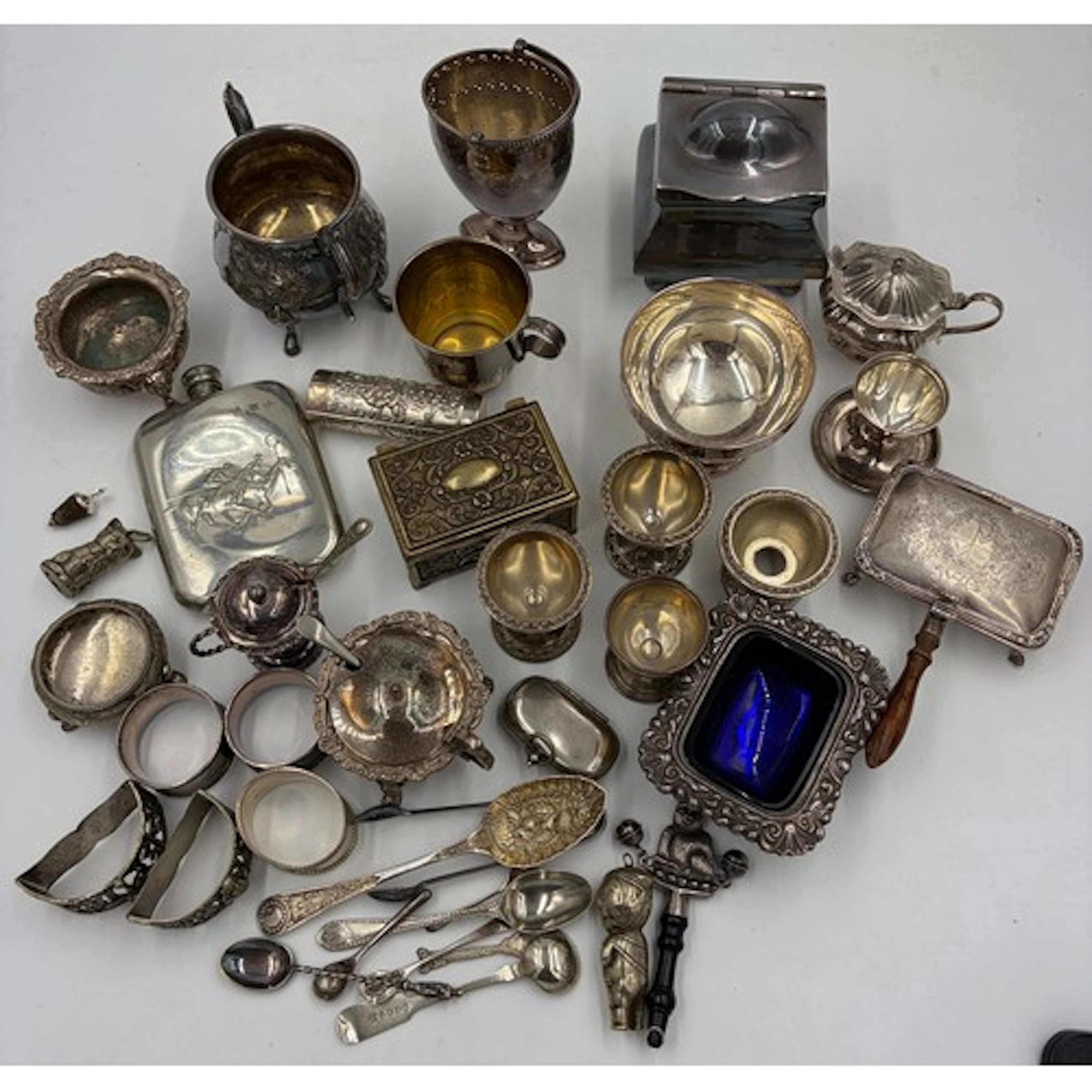 Quantity of silverplate to include W B & Co tea caddy, H B &...