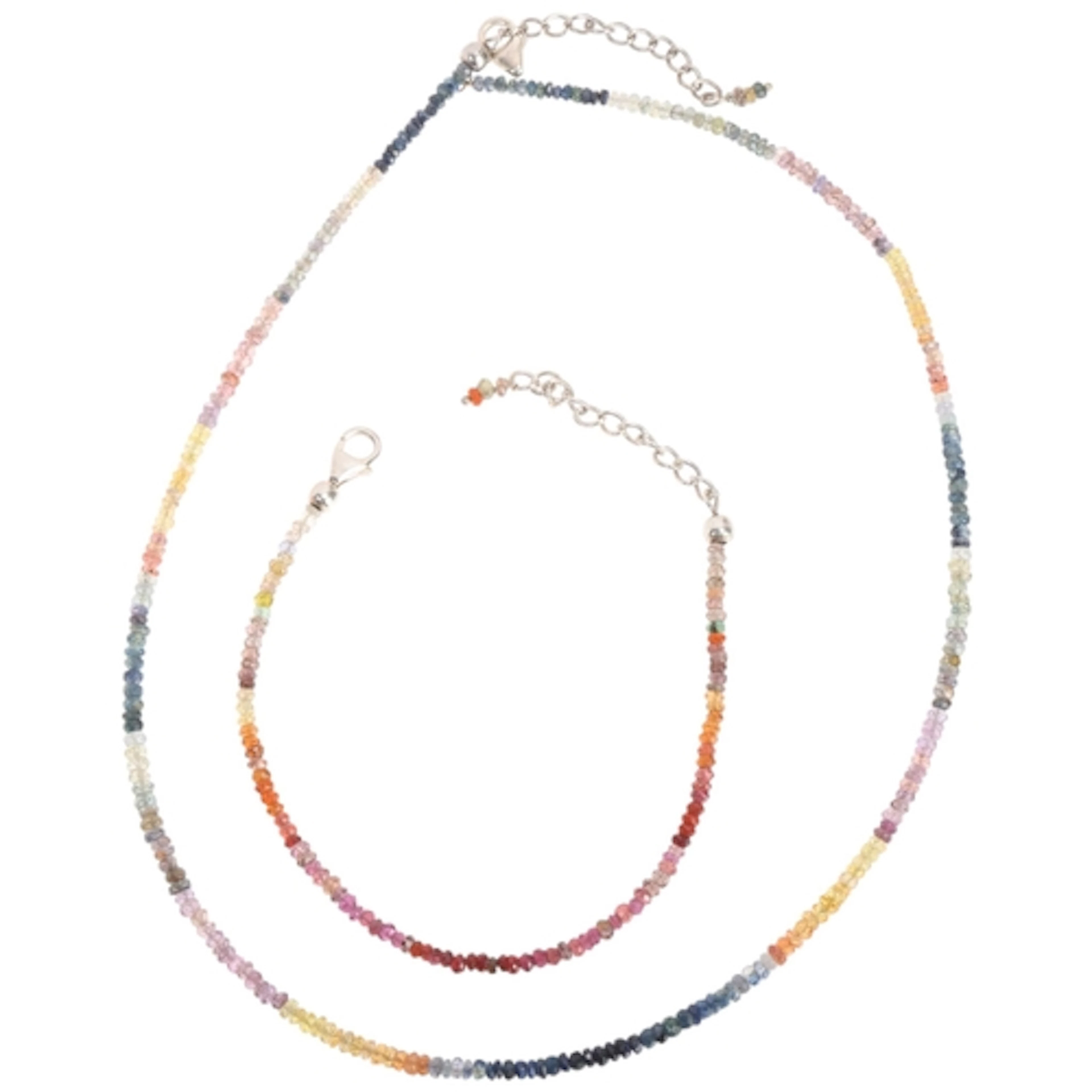 A sterling silver vari-hue tourmaline bead necklace and brac...