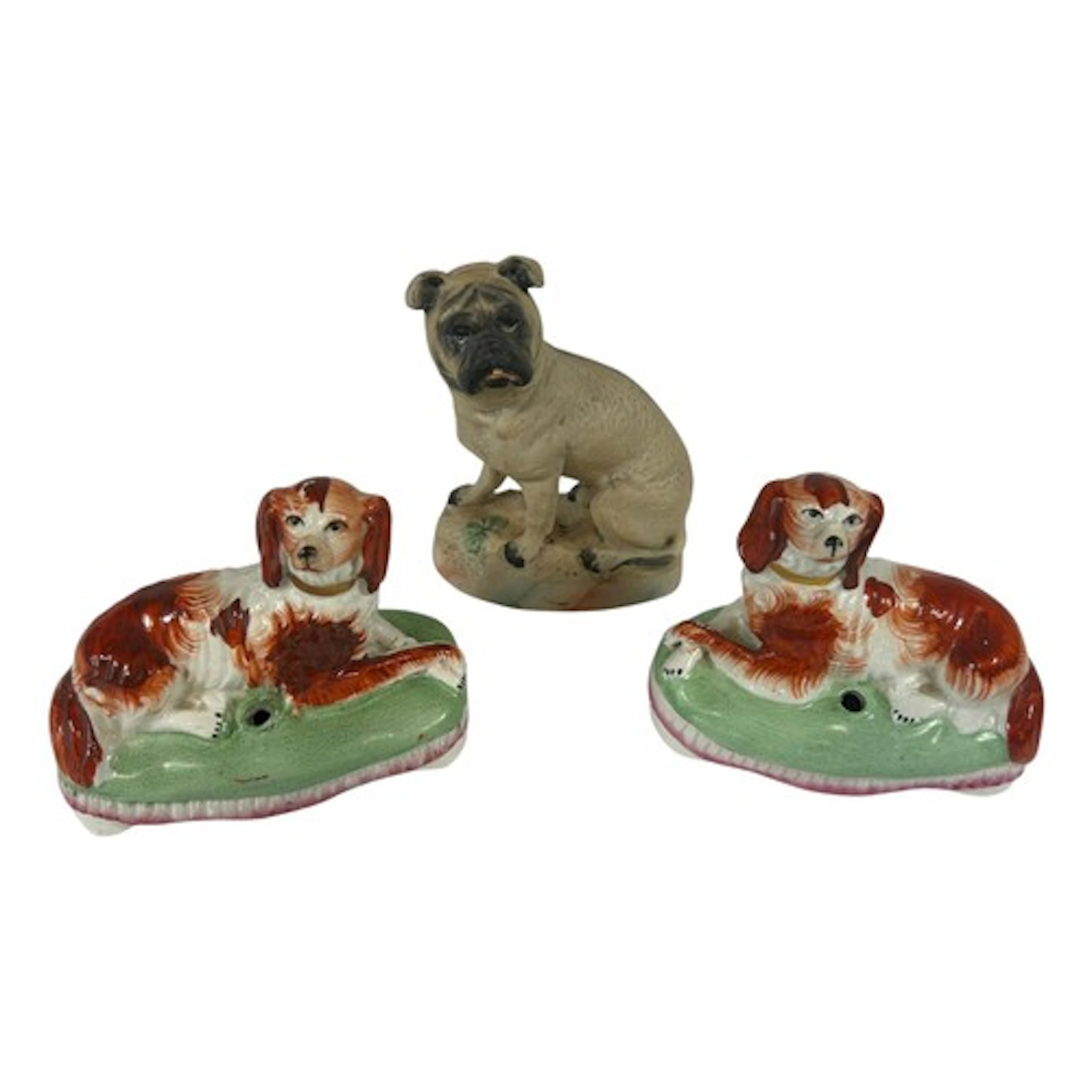 A pair of 19th century Staffordshire rust red spaniel figure...