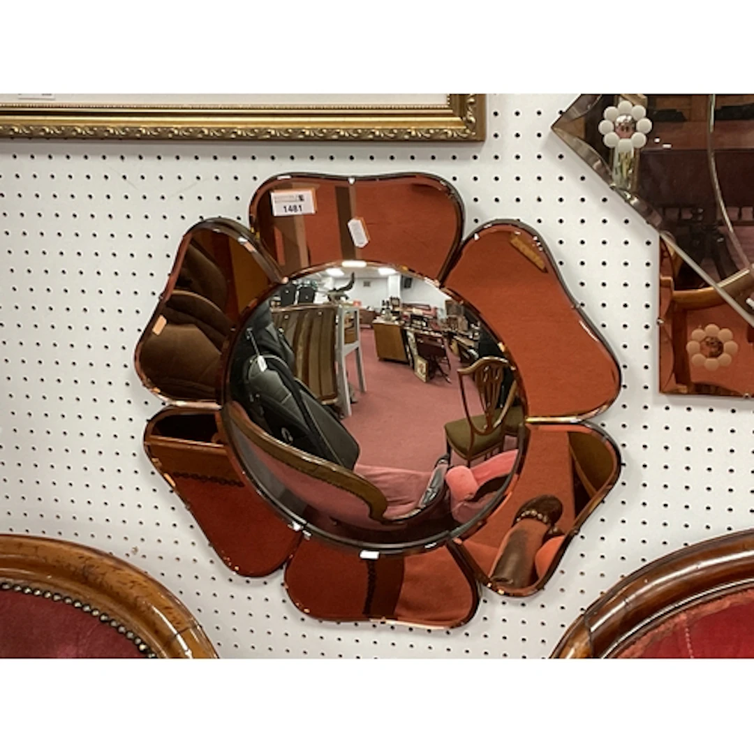 Art Deco Convex Wall Mirror, of flower head design with six ...