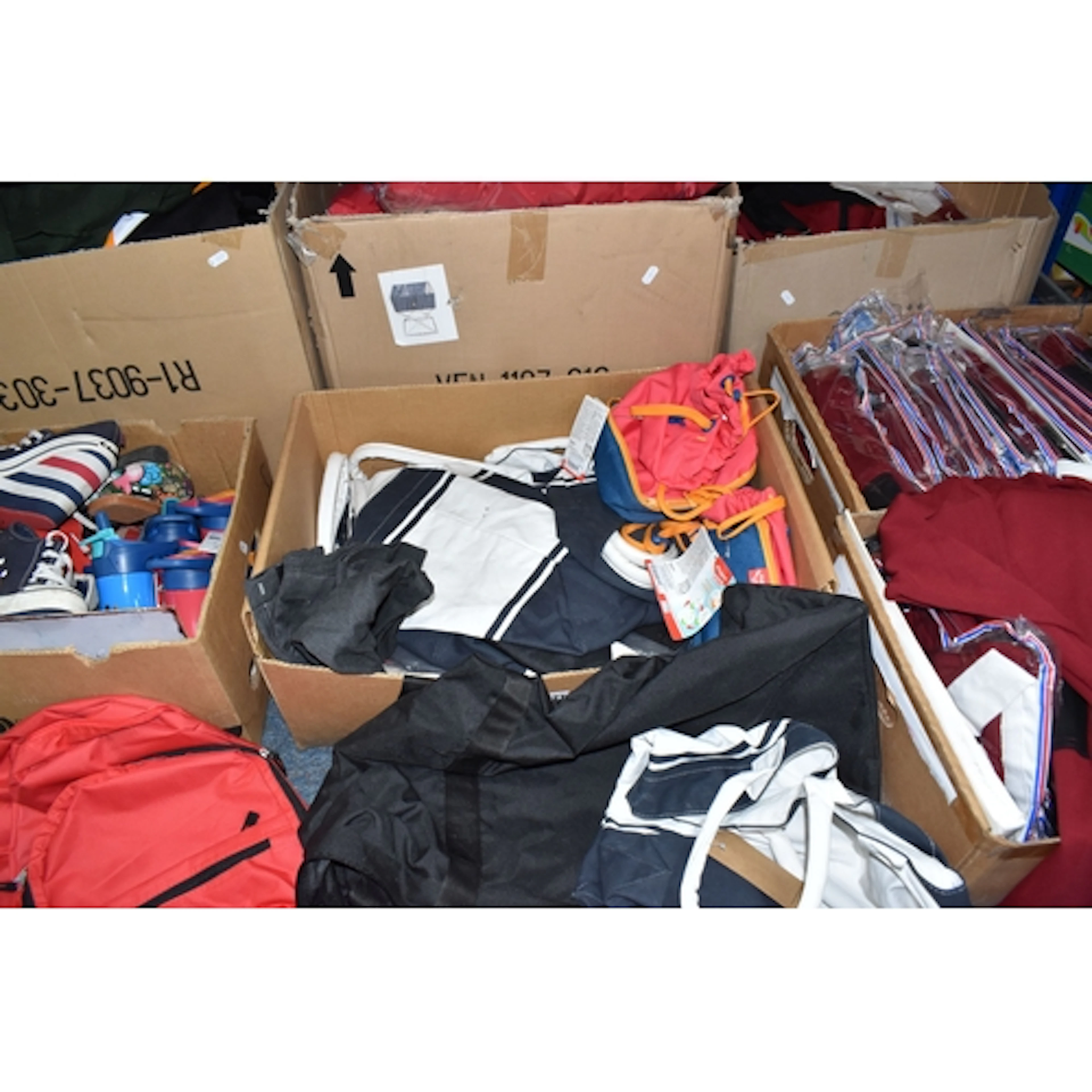 SEVEN BOXES MOSTLY WORK RELATED CLOTHES comprising three box...