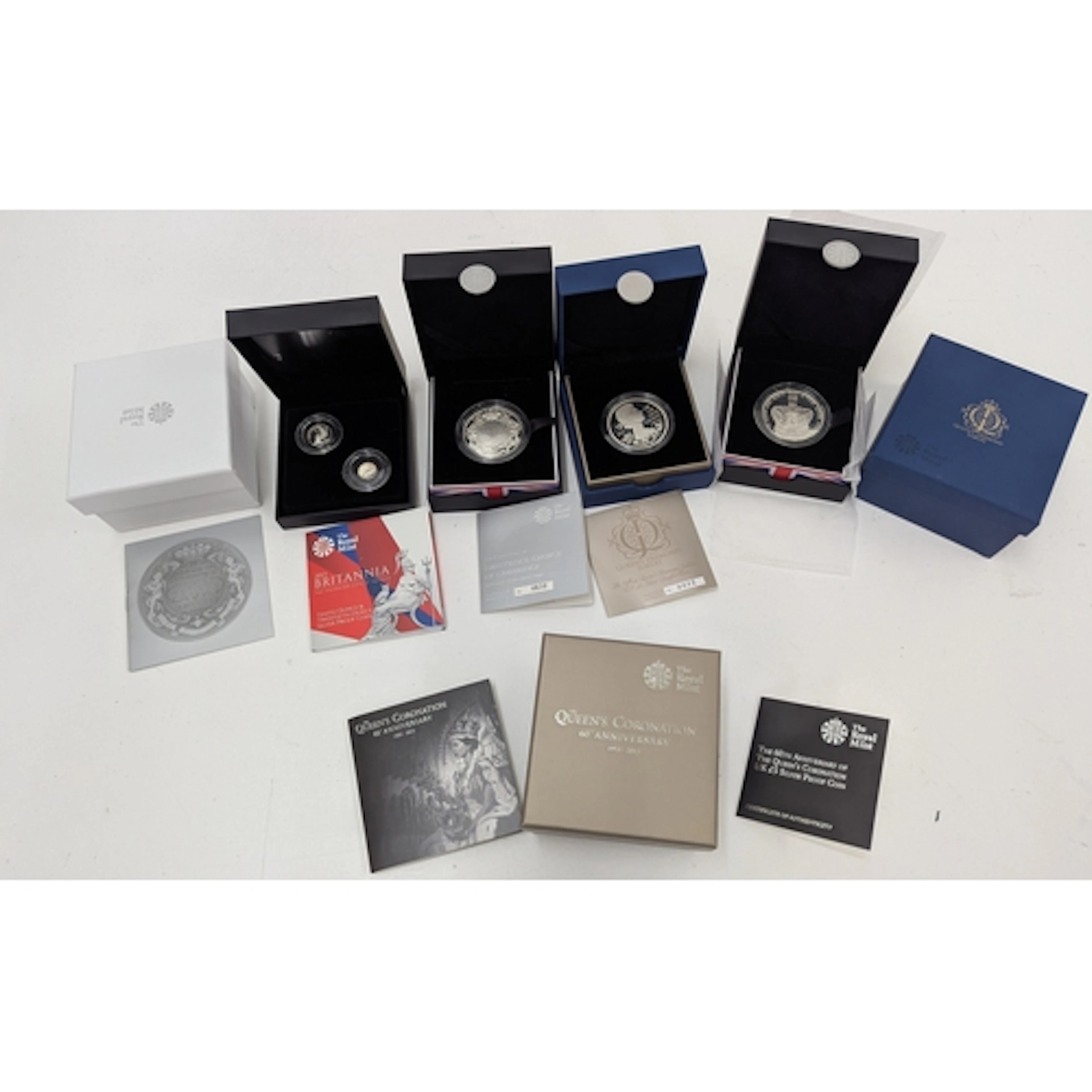 Three silver proof £5 coins to include HRH Prince George of ...