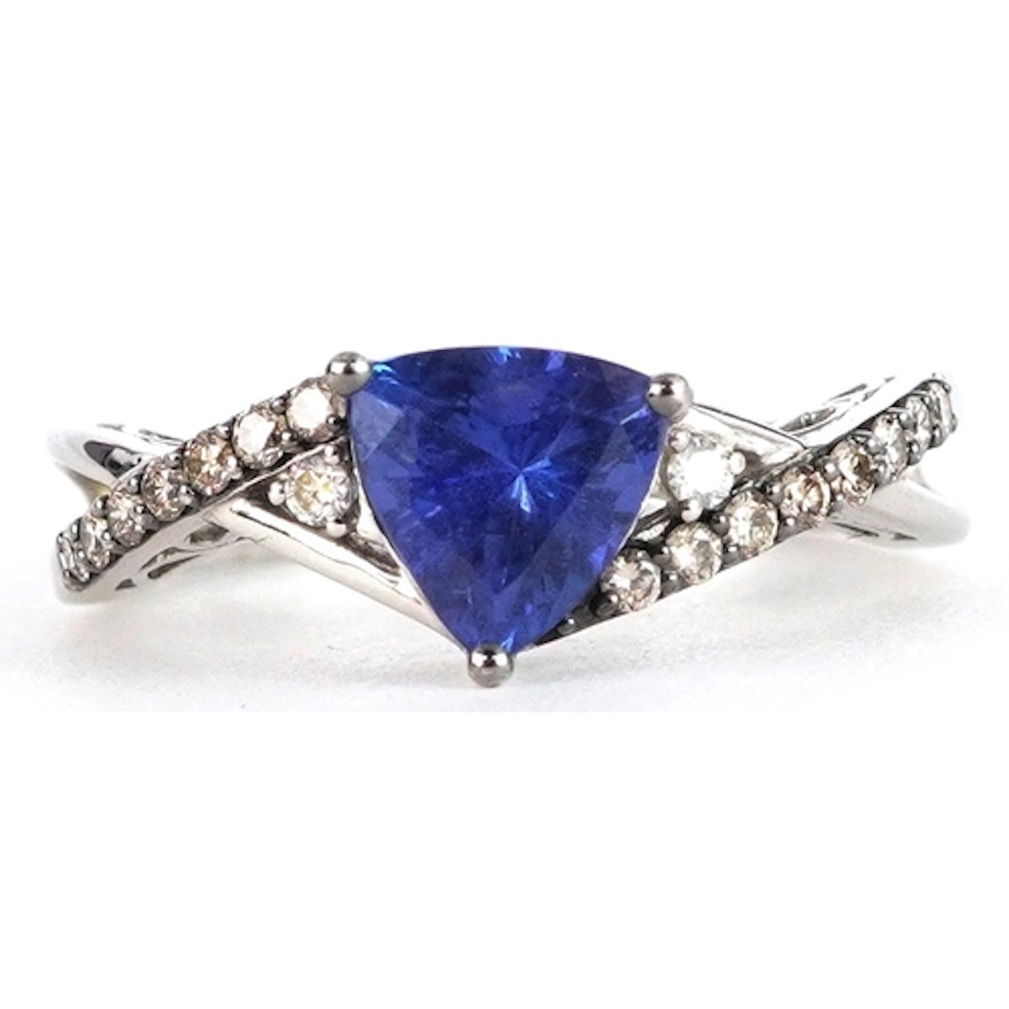 Le Vian, 14Kt white gold blue stone and diamond ring, tests ...