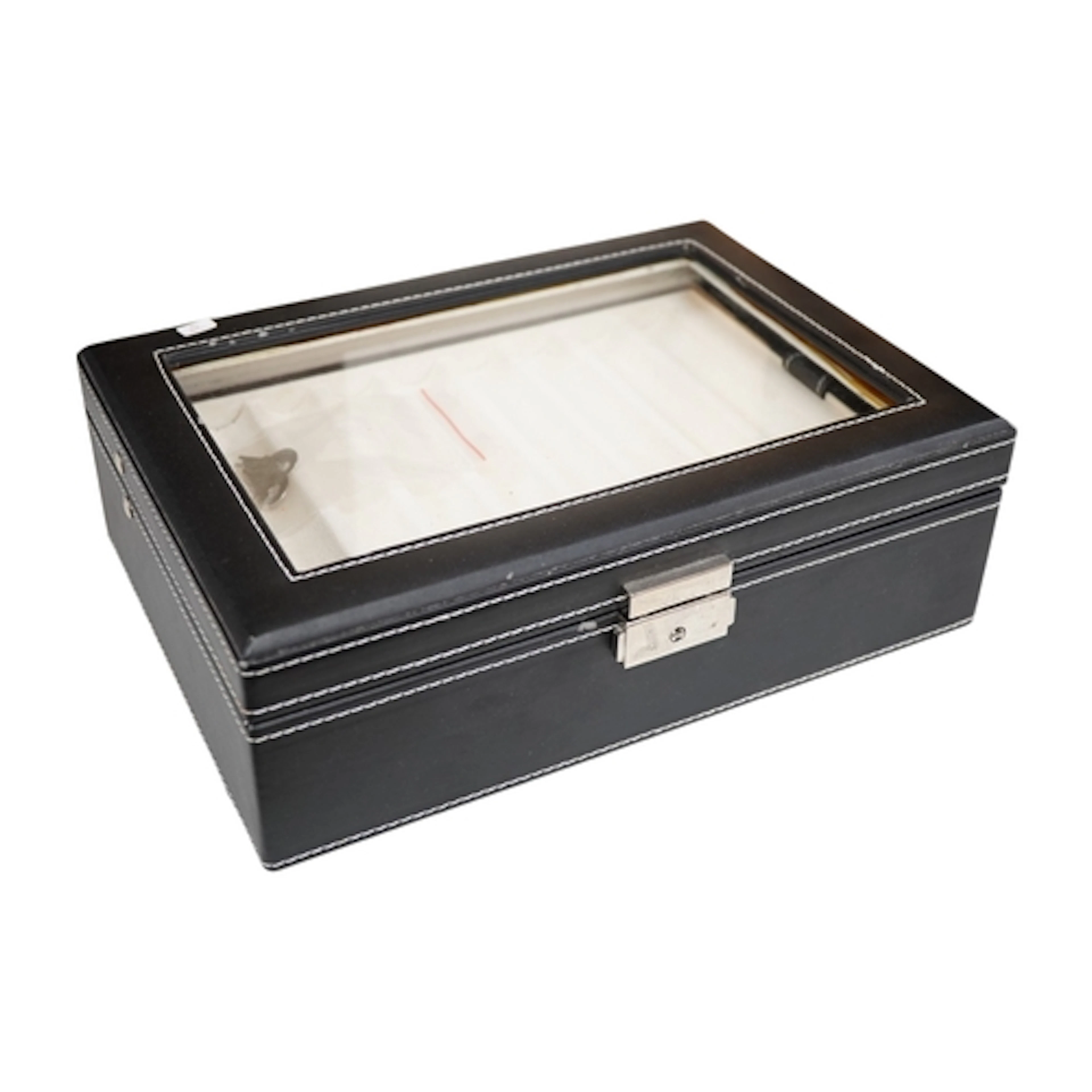 A fountain pen desk top collector's case in leather finish w...