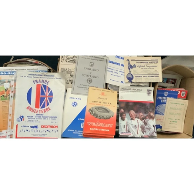 England Minor Team Football Programmes: Large quantity of U2...