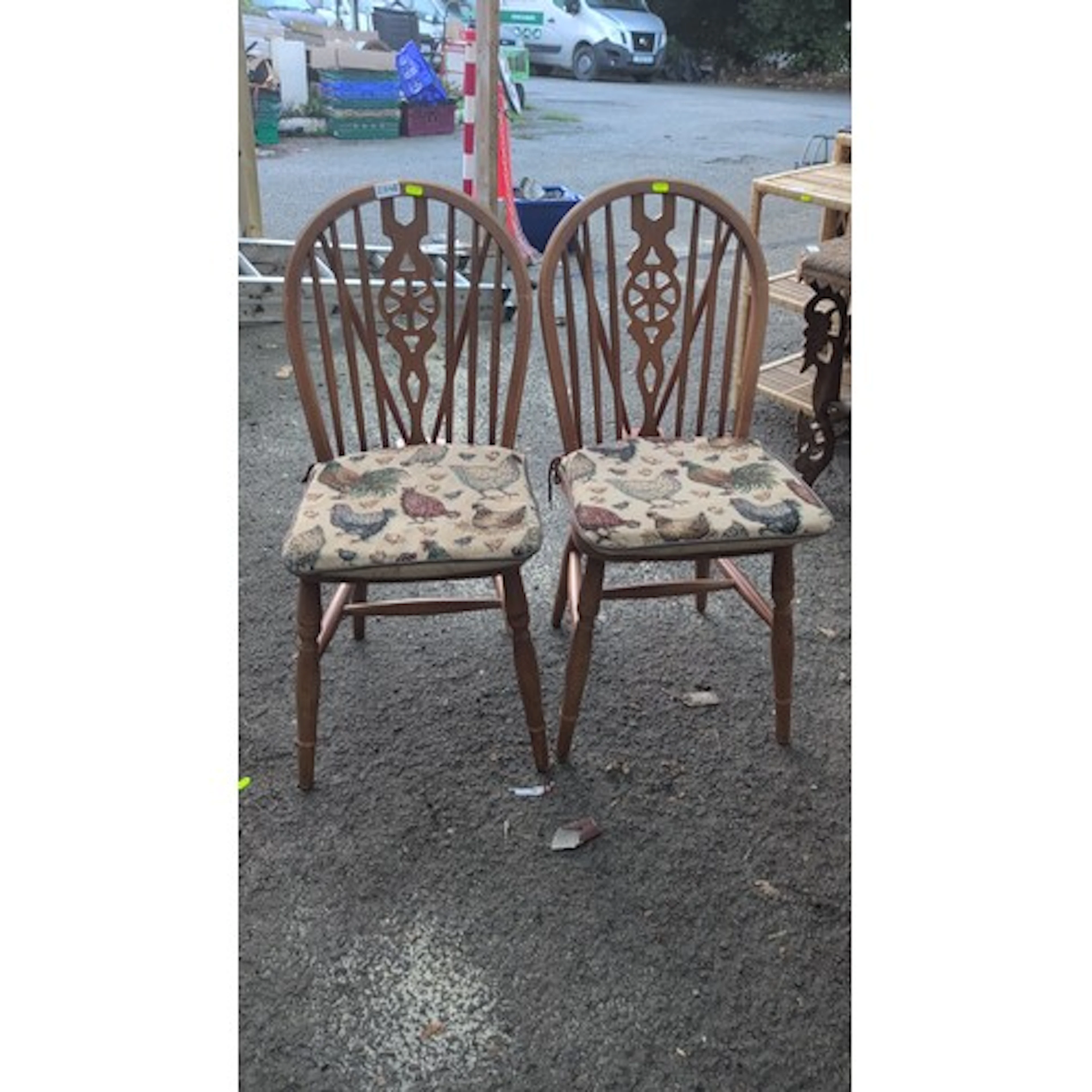 A pair of late 20th century beech and elm-style dining chair...