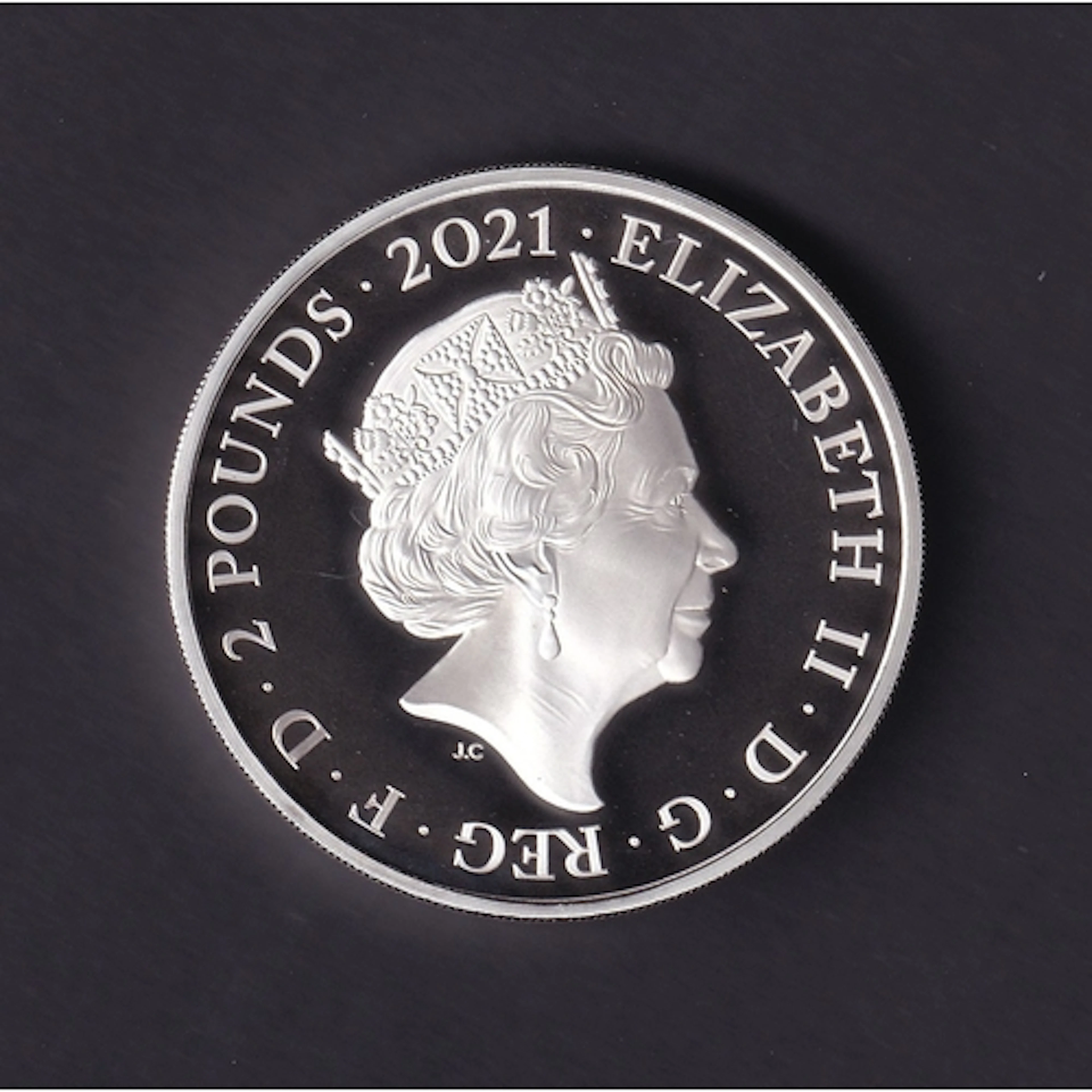 2021 UK Queen Elizabeth II silver proof £2 1oz coin, Mahatma...