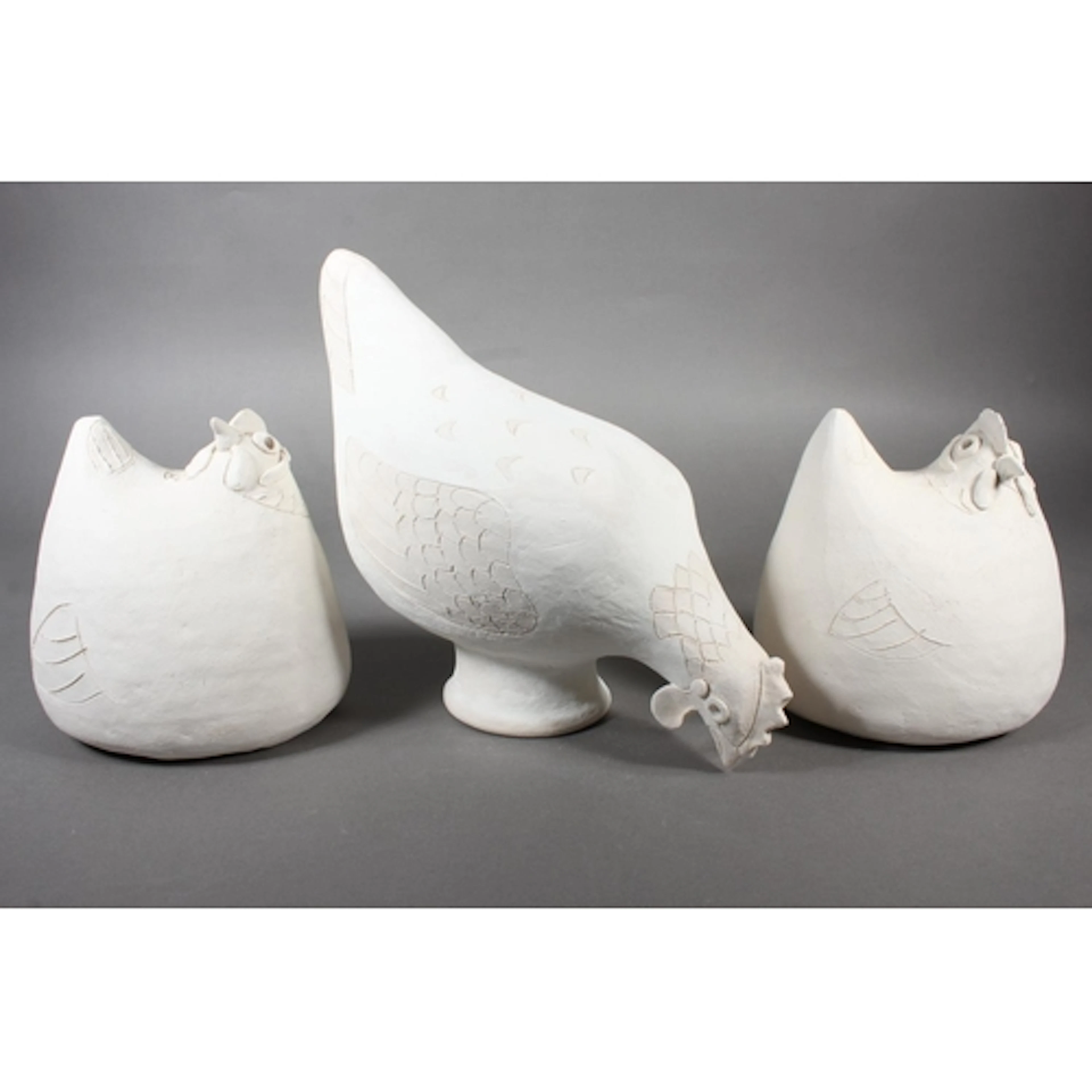 Rosemary D Wren (1922-2013) for Oxshott Pottery, three ungla...