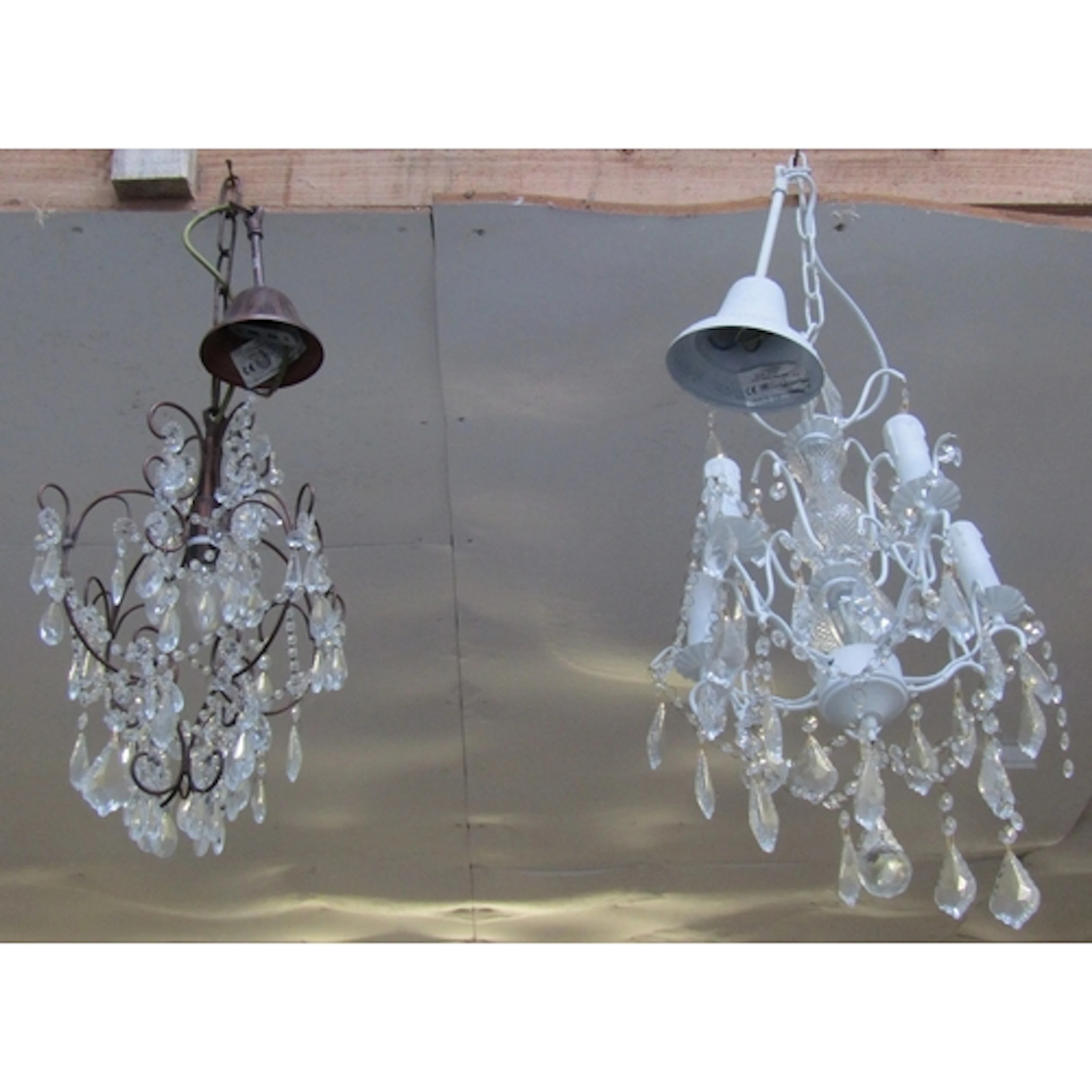 Two Modern Chandeliers Electrified with Seating Rows