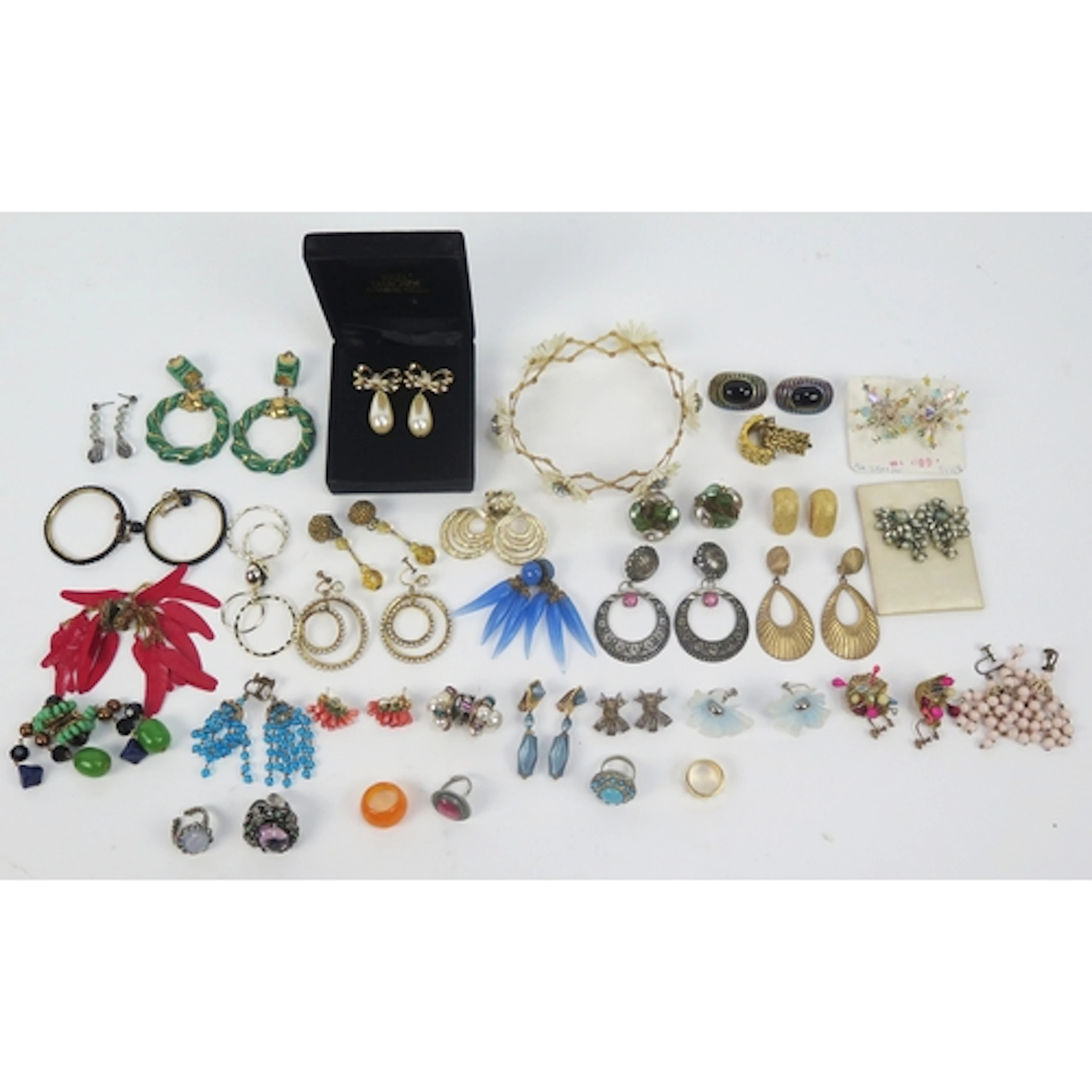 A collection of 1950s and later costume jewellery including ...