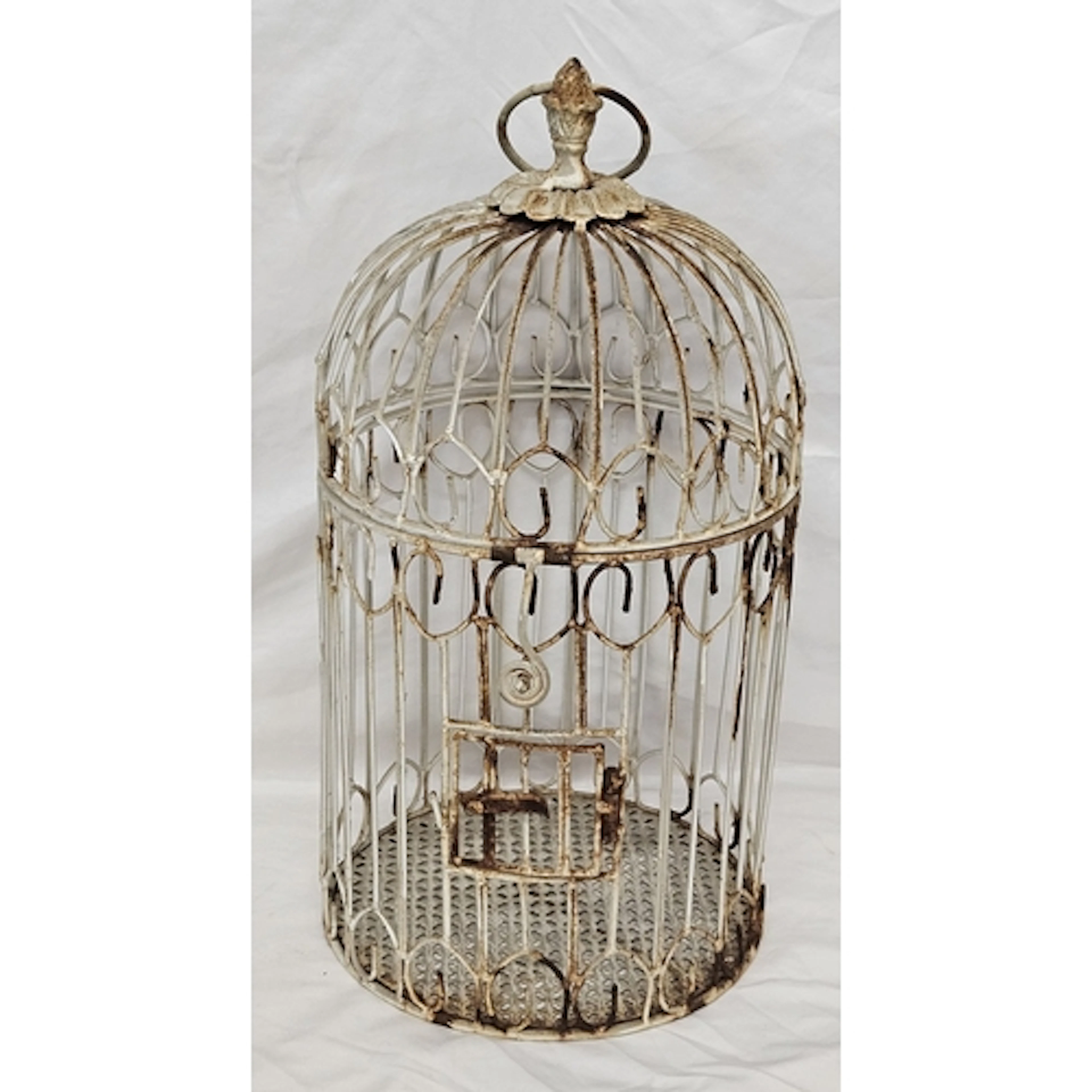 White Painted Metal Vintage Bird Cage approx. 61cm H x 30cm ...