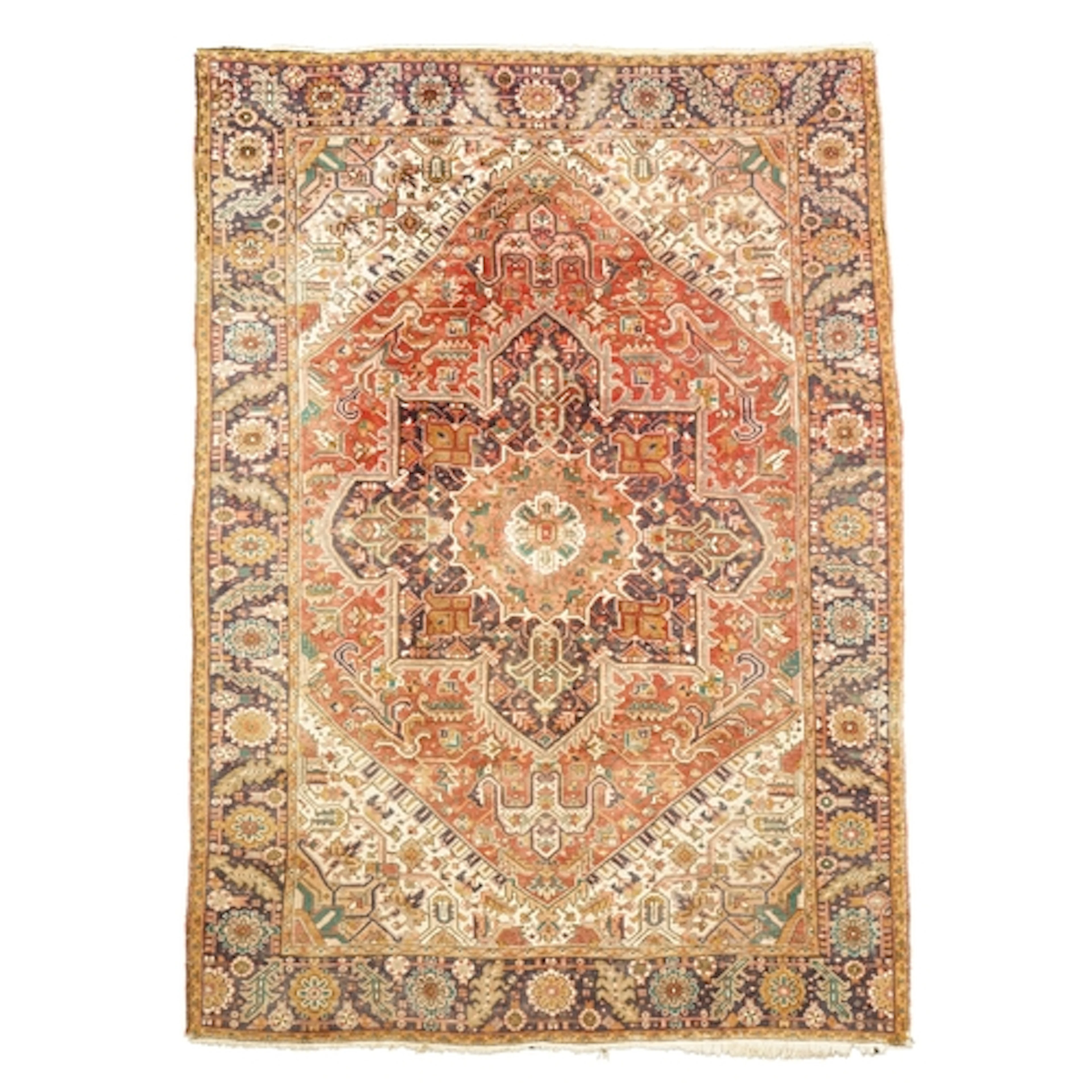 A Heriz carpet, mid-20th century, the central lobed medallio...