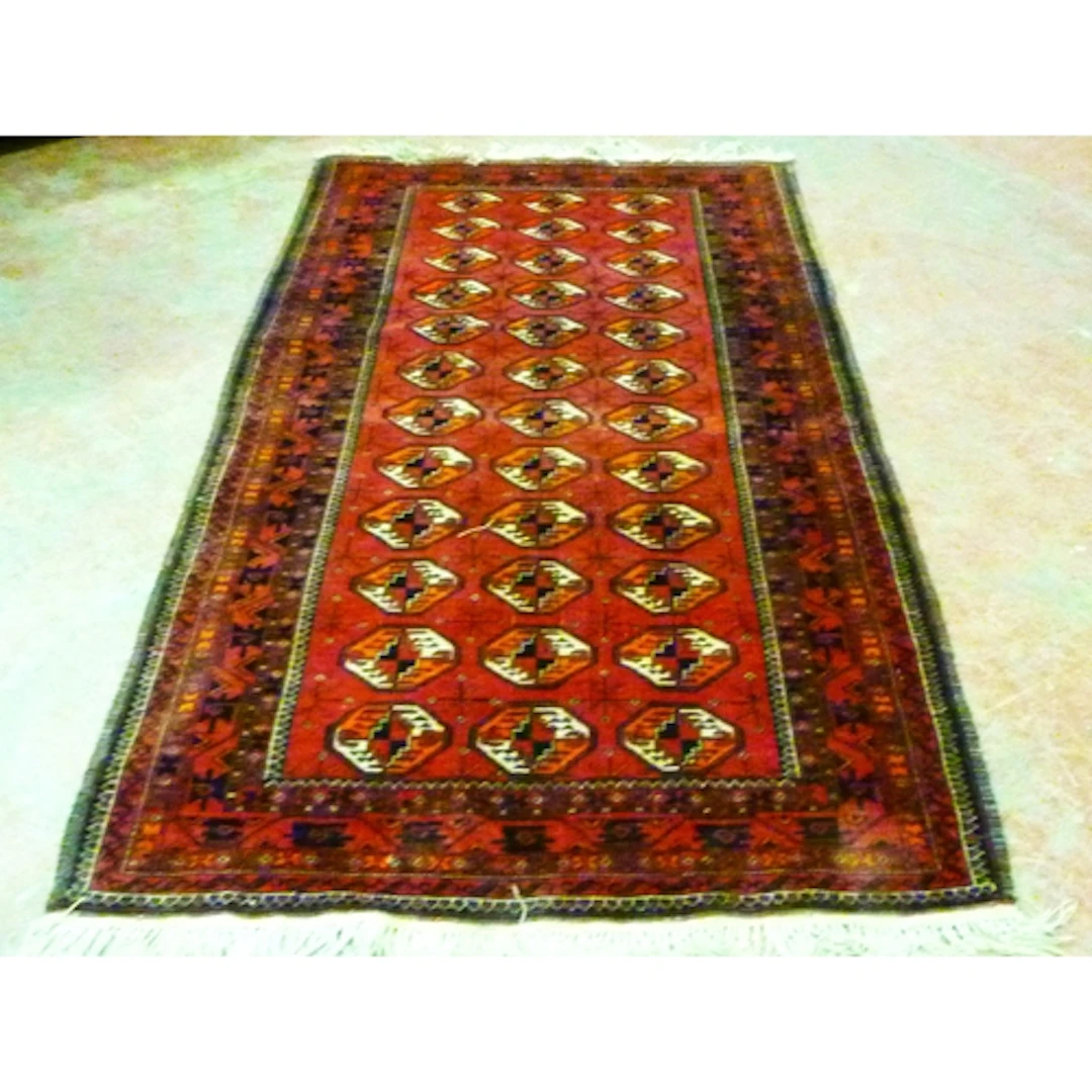 Turkoman Bokhara hand knotted rug with twelve rows of three ...