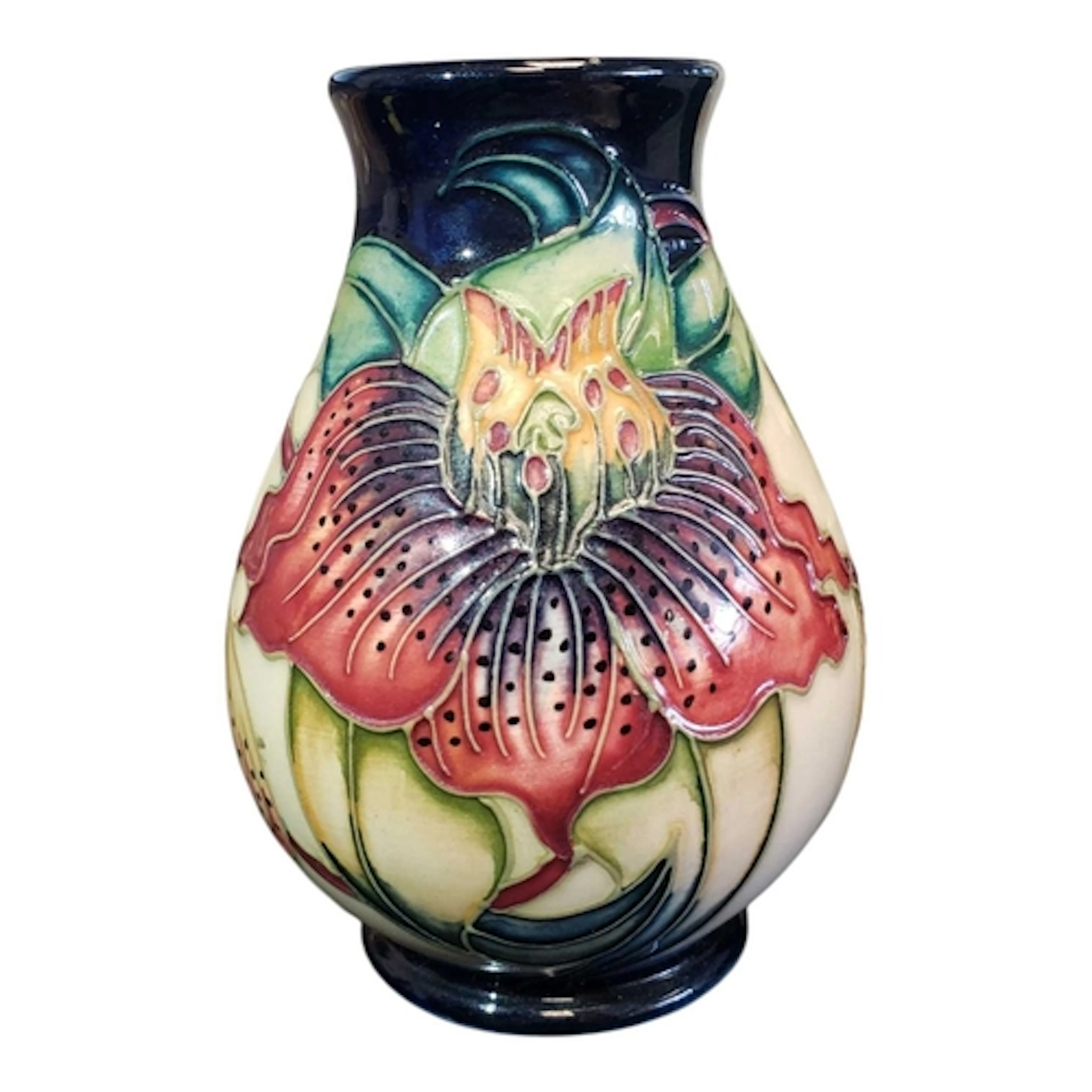 Moorcroft - 1998 small ceramic Anna Lily bud vase. Decorated...