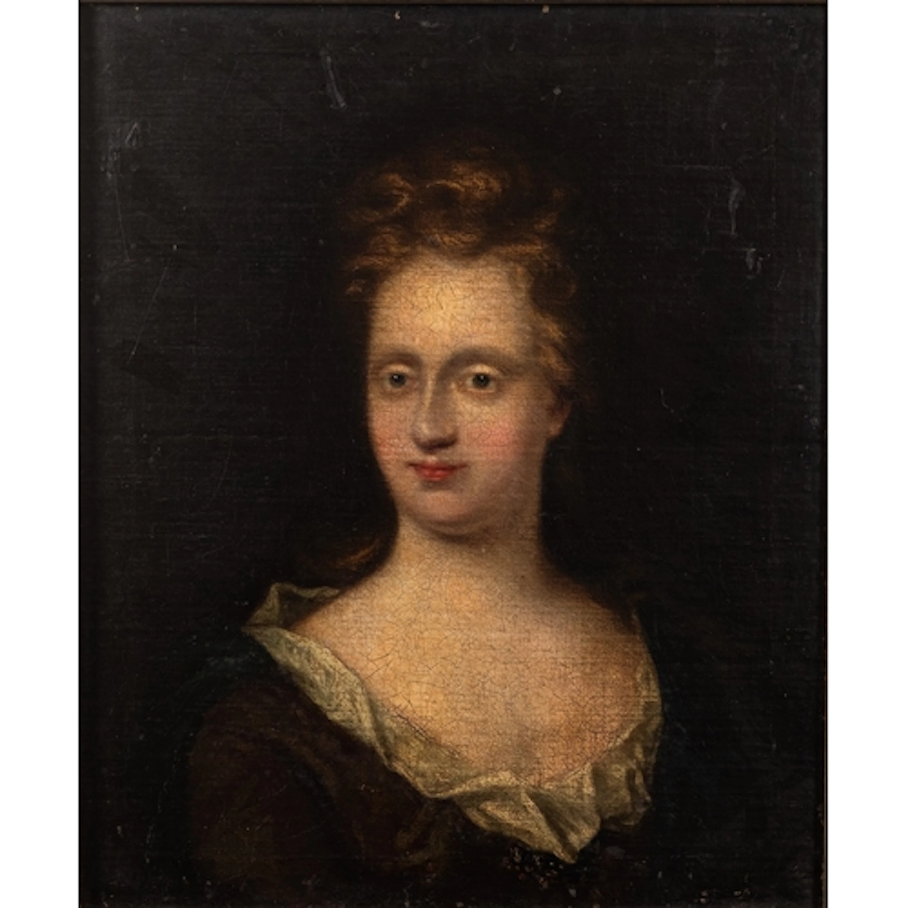 Circle of Sir Godfrey Kneller - Portrait of a lady in brown...