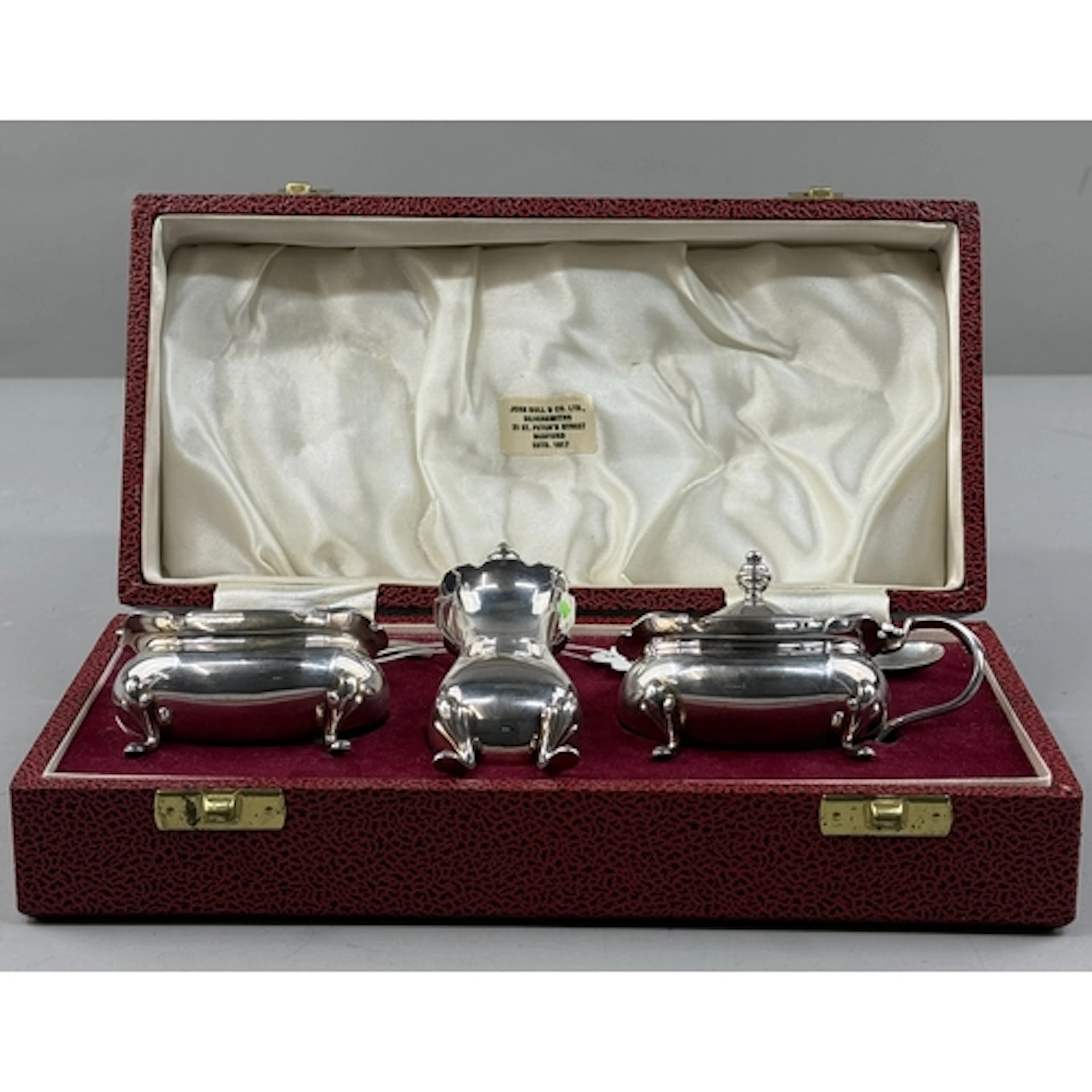 Silver: a boxed five piece cruet set by Roberts & Belk, ...