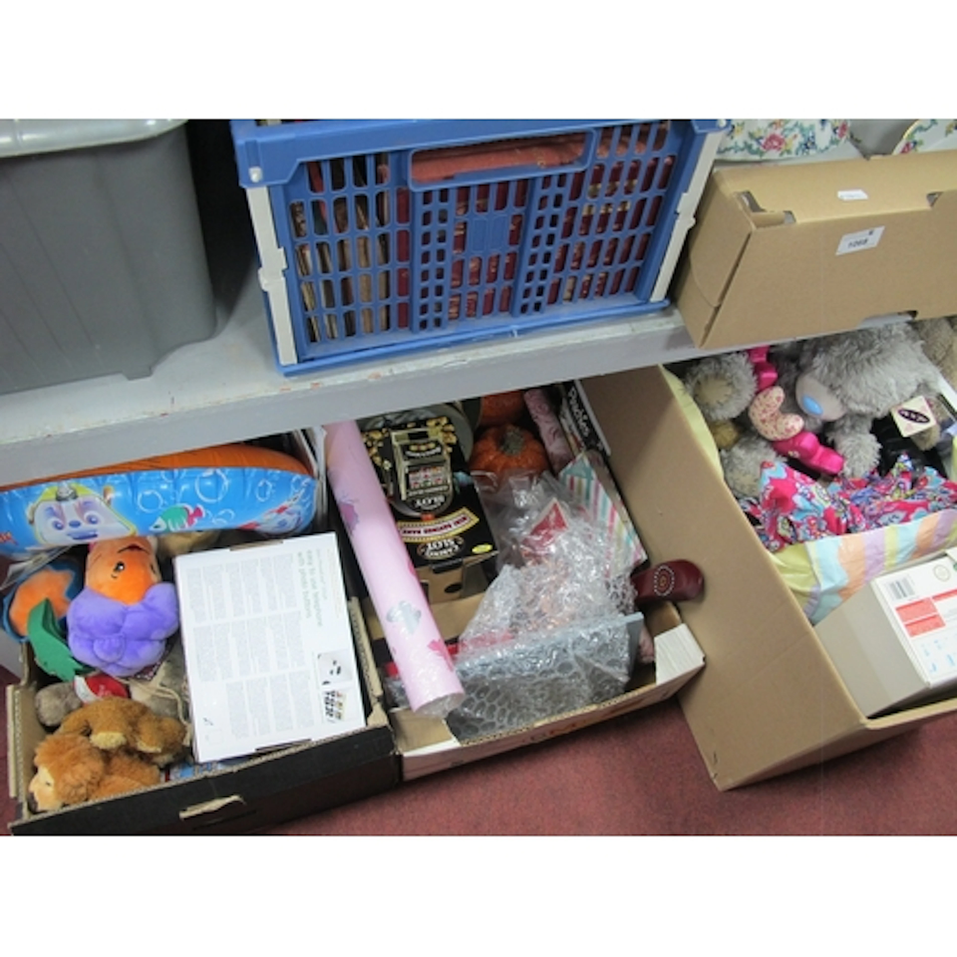 Nintendo Wii, telephone, mini savings bank, plates, toys, so...