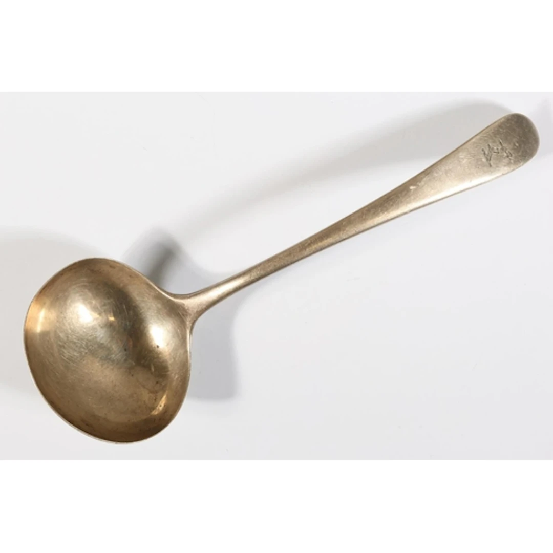 Antique silver sauce ladle, marks rubbed, 44g.