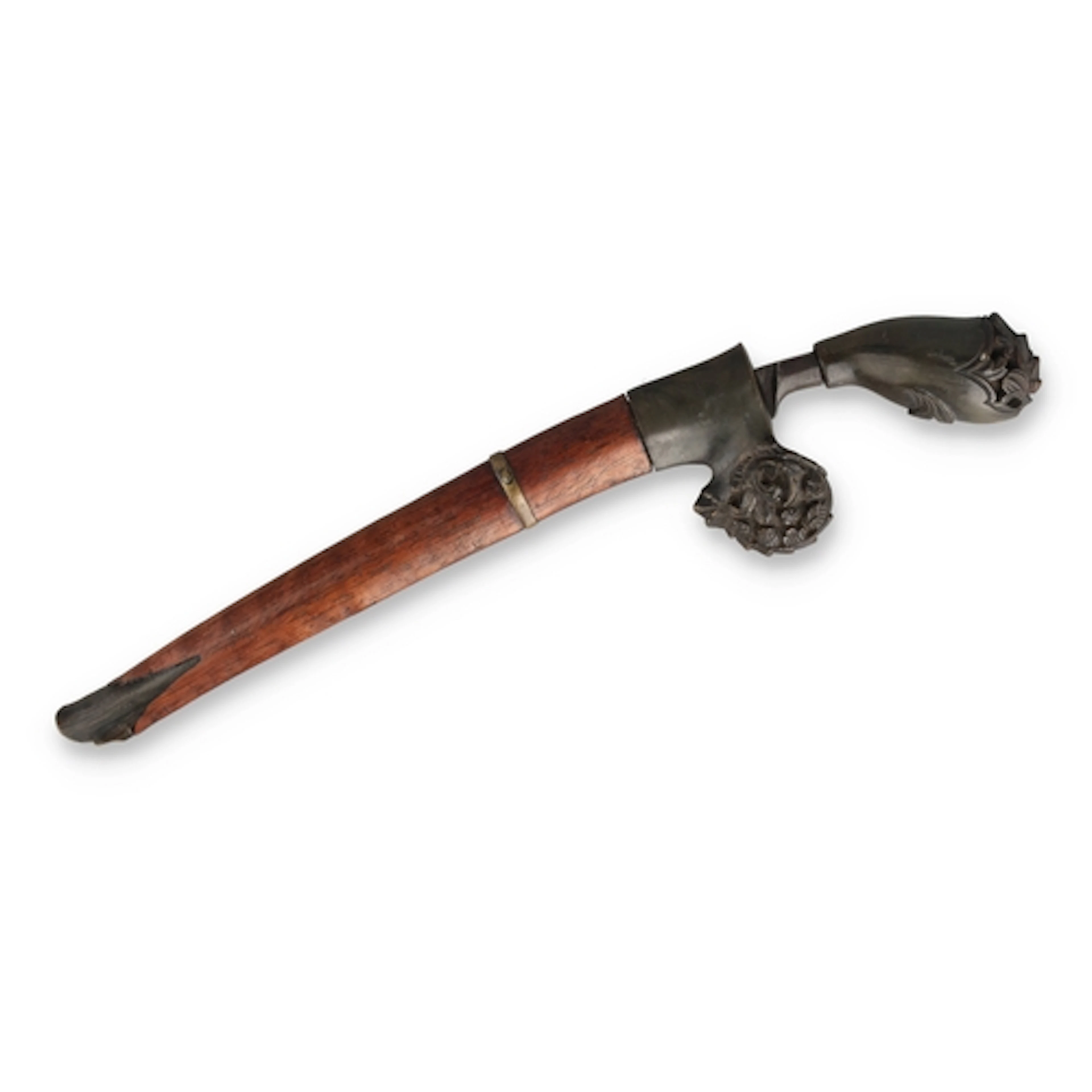A 19TH CENTURY MALAY SEWAR DAGGAR With carved horn mounts. 2...